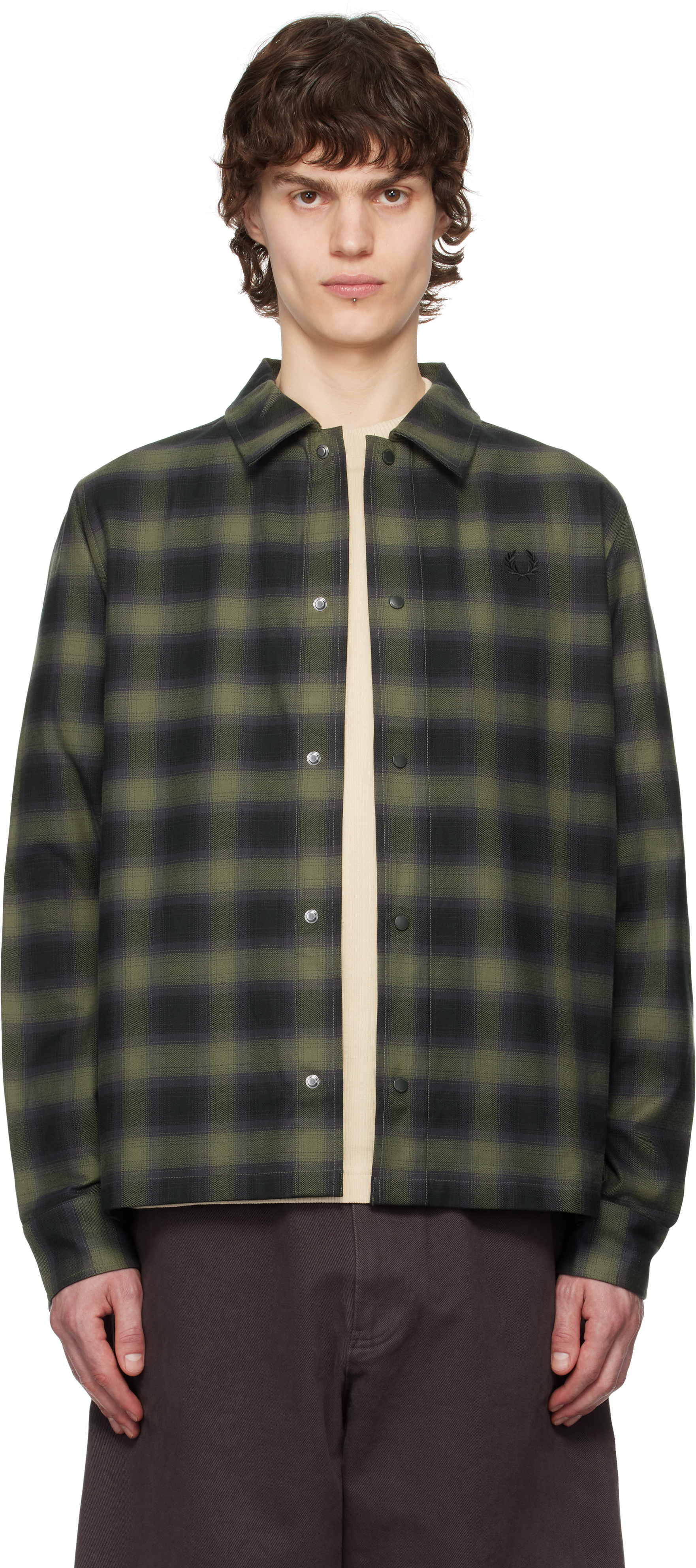 Green Blurred Tartan Overshirt