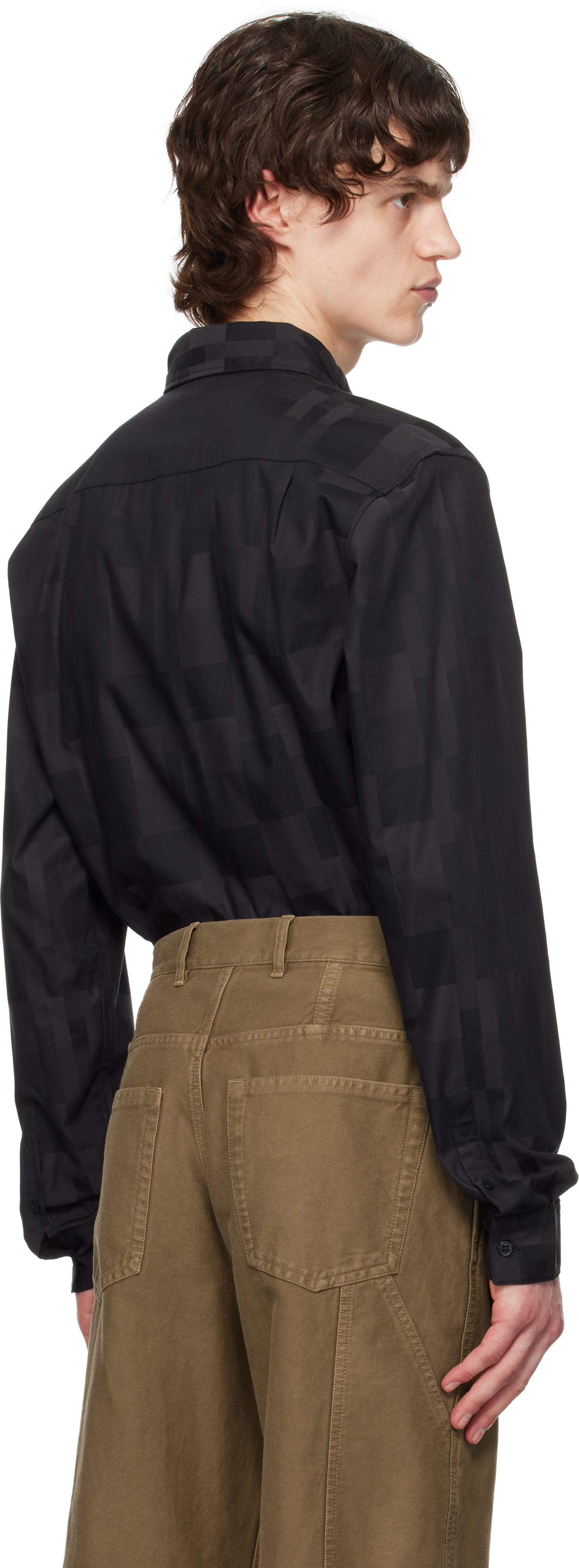 Fred Perry Black Checkerboard Shirt In 102