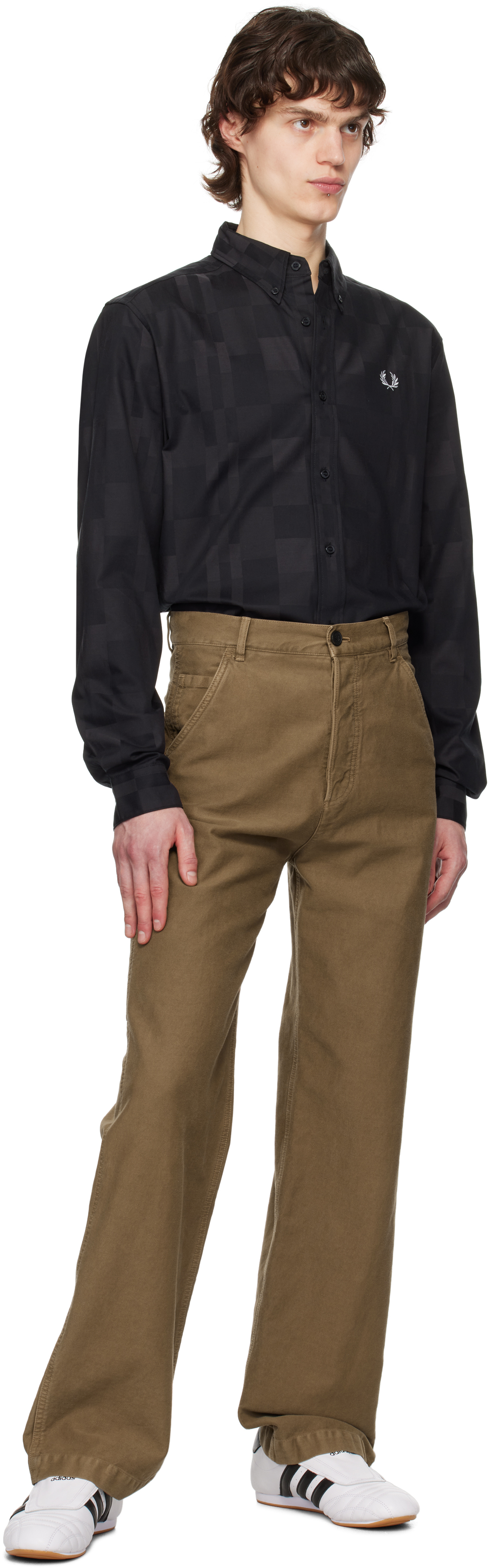 Fred Perry Black Checkerboard Shirt In 102