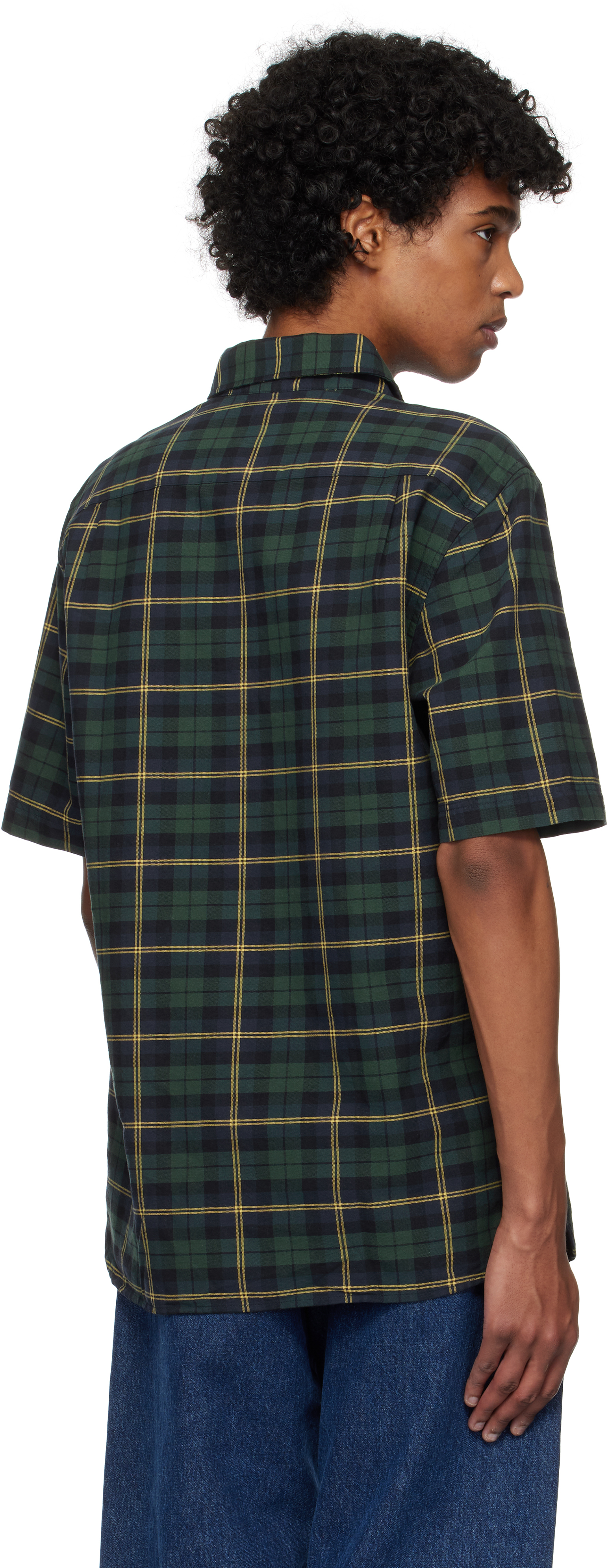 Fred Perry Navy & Green Oxford Tartan Shirt In 608