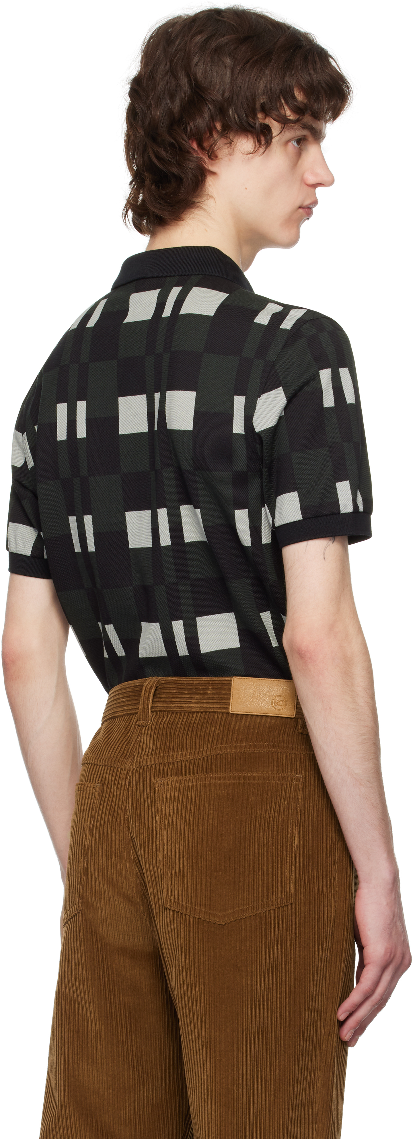 Fred Perry Checkerboard Polo T Shirt Black In 181