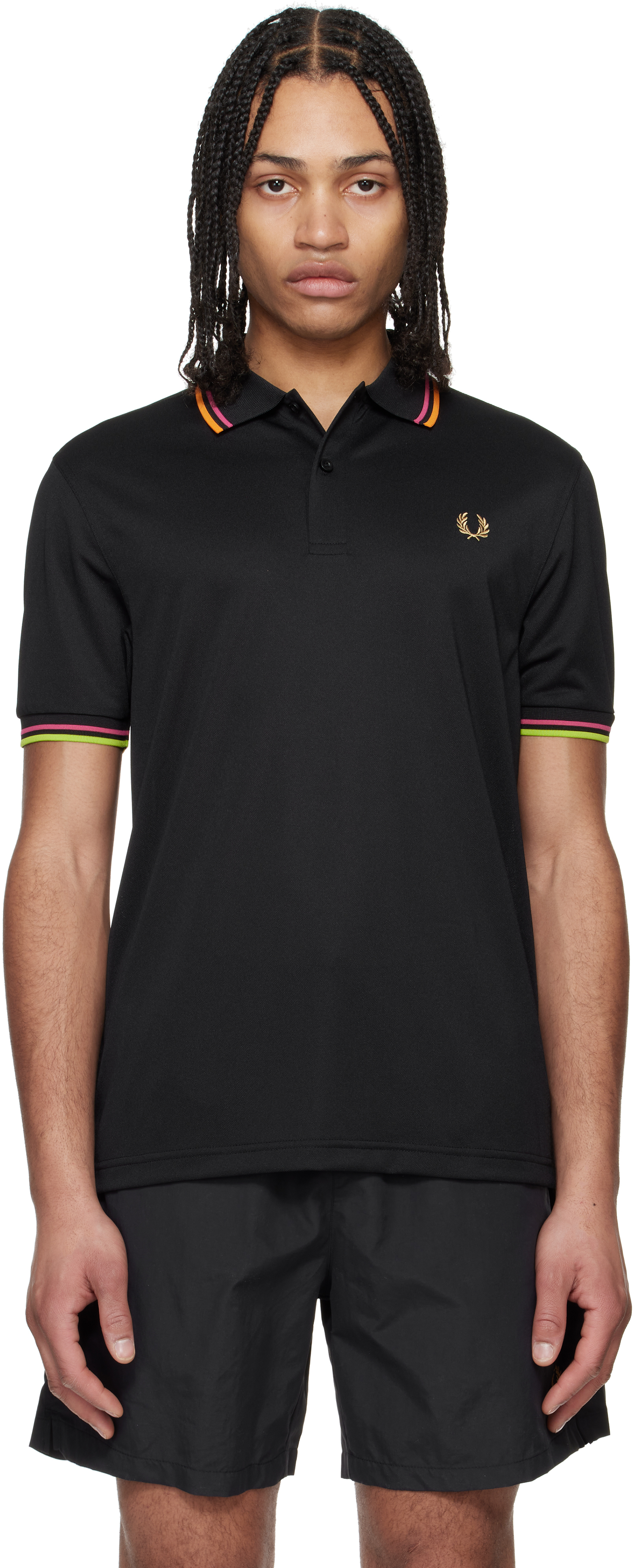 Black On Court Twin Tipped Polo