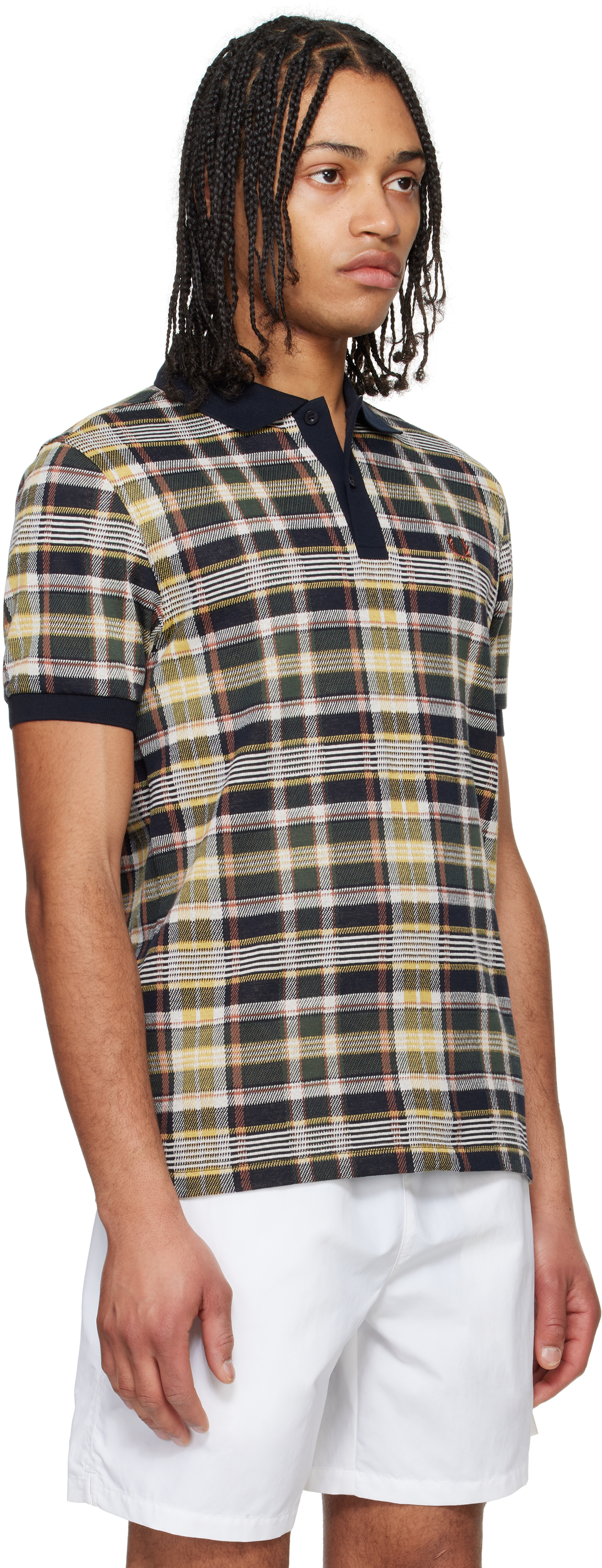 Fred Perry Navy Madras Polo In 608