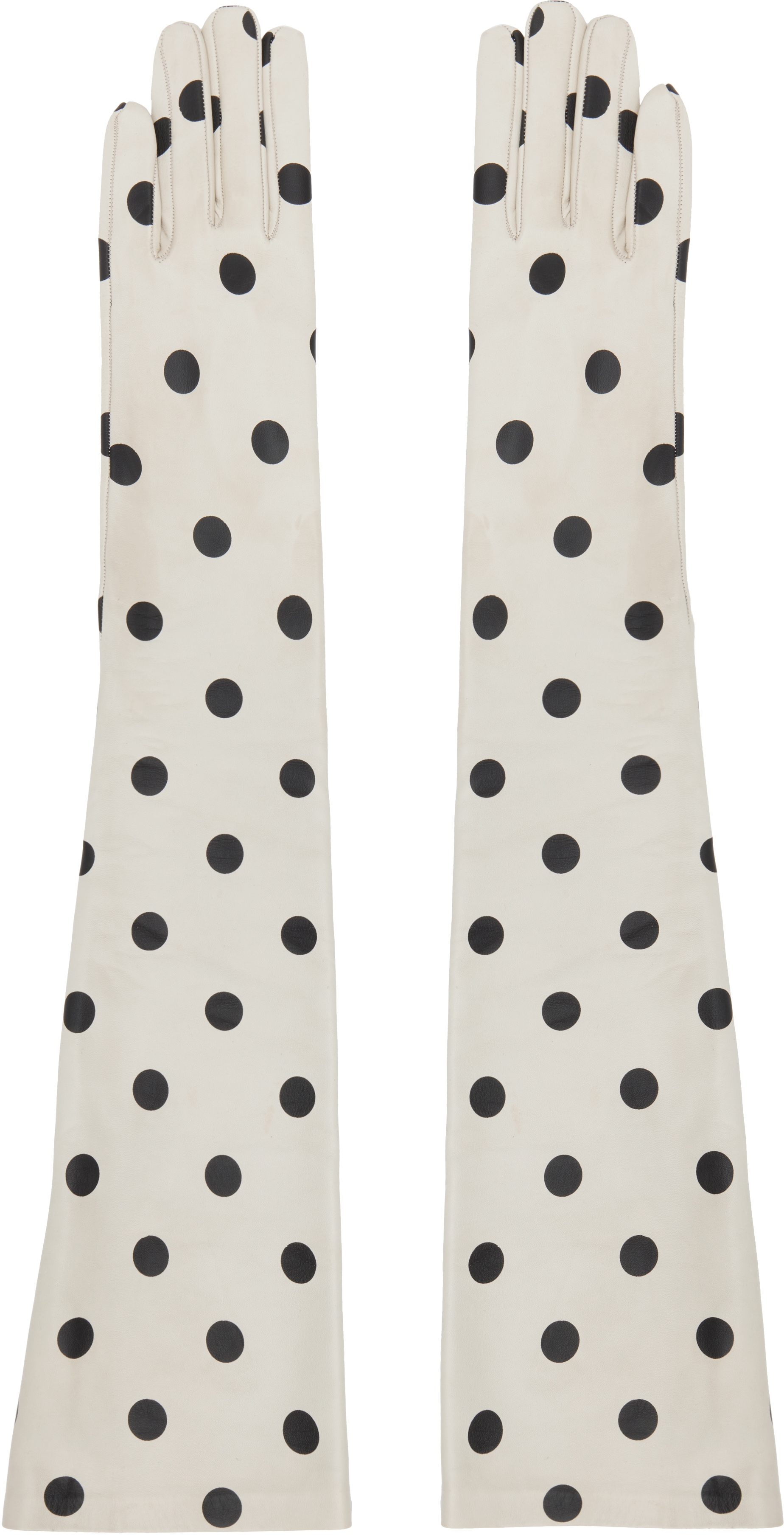 Off-White & Black Long Leather Gloves