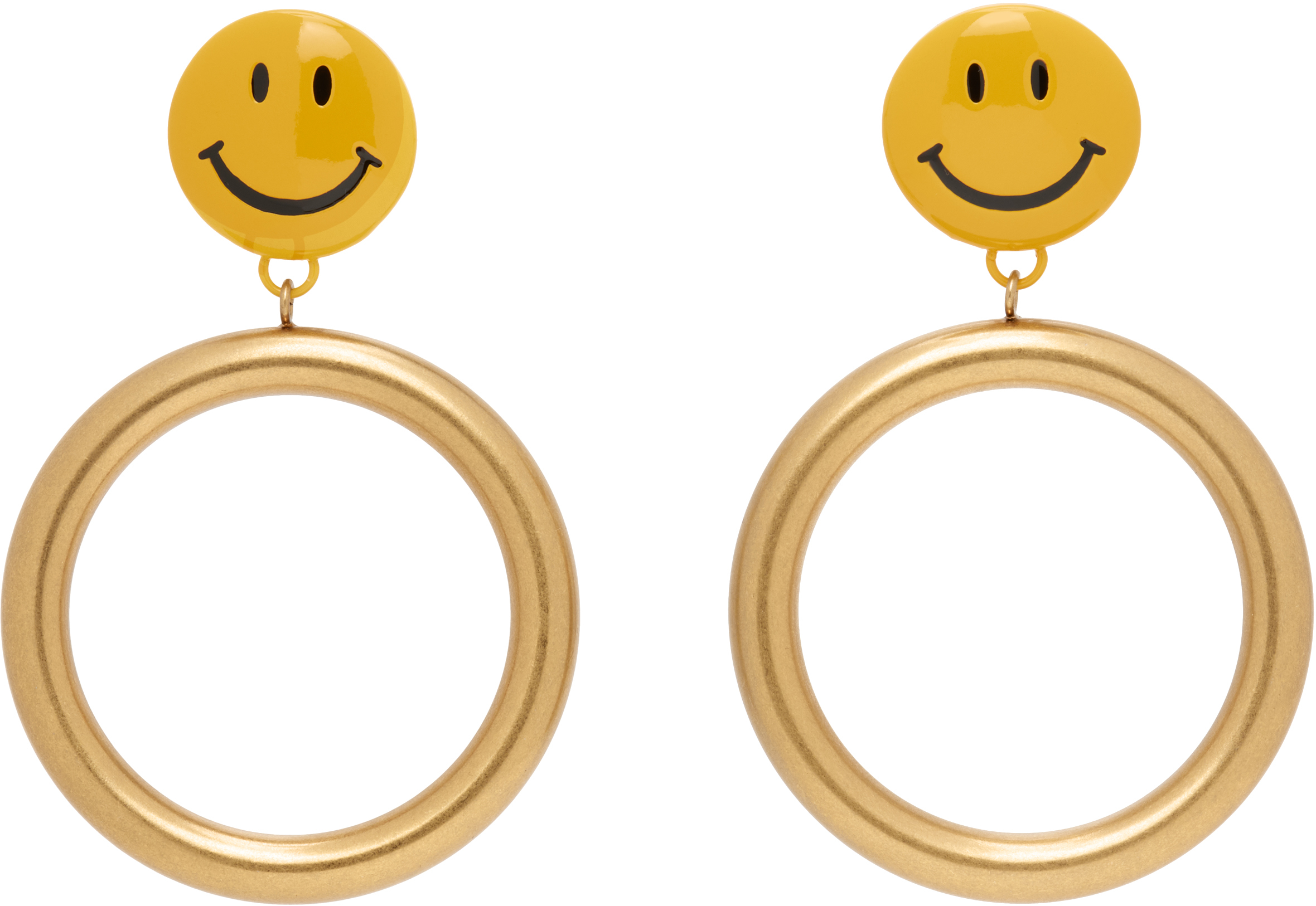 Gold Smiley Drop Earrings