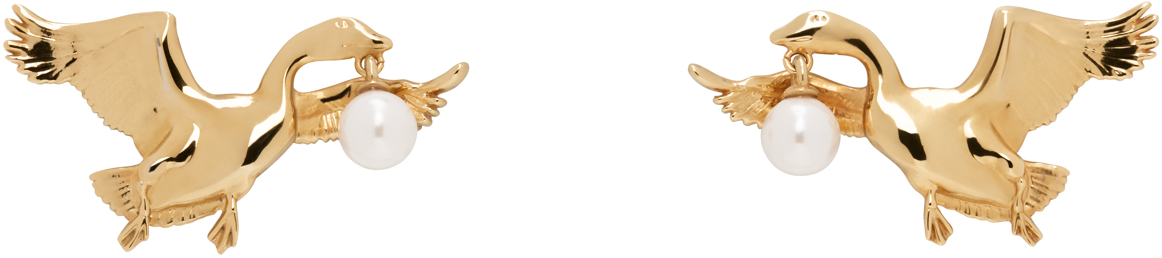 Gold Archive Goose Earrings