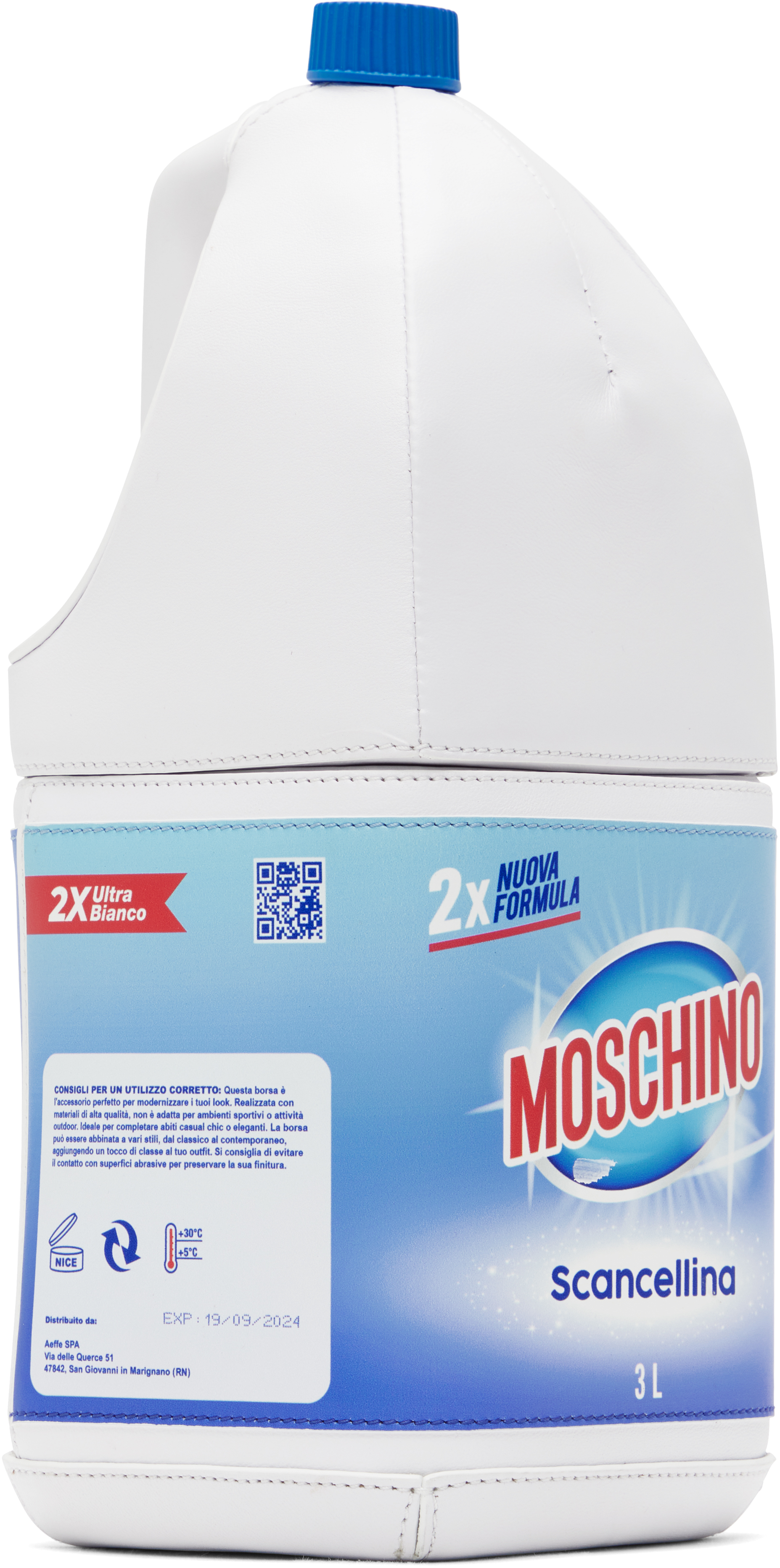 MOSCHINO WHITE 'SCANCELLINA' BLEACH CLUTCH
