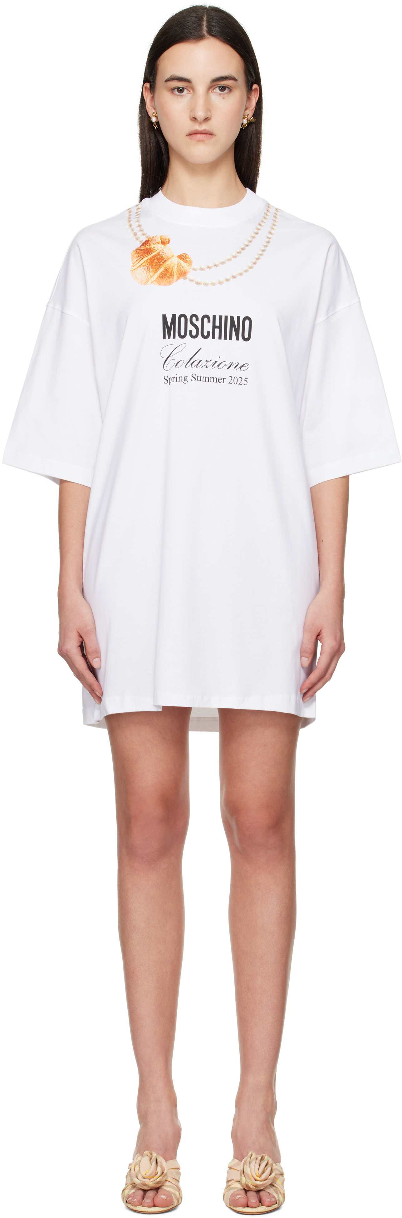 MOSCHINO outlet White Color Block Mini Dress XS