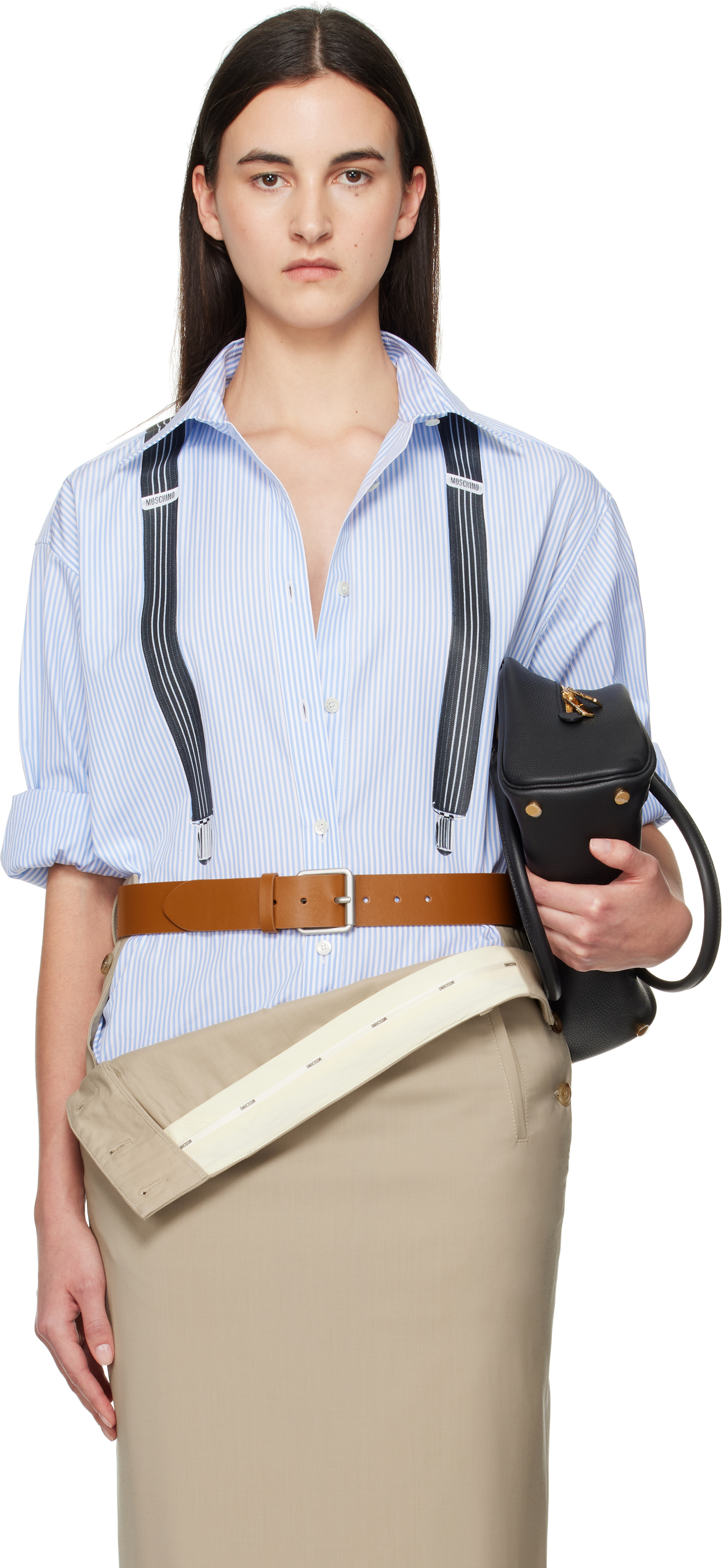 Blue Striped Suspenders Shirt