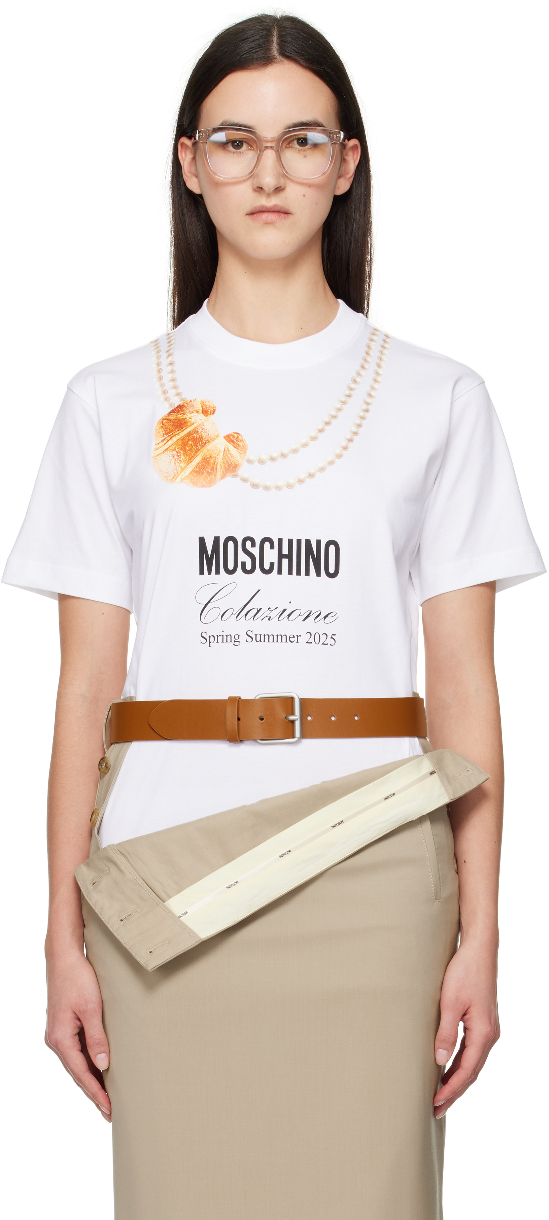 White 'Moschino' Breakfast T-shirt