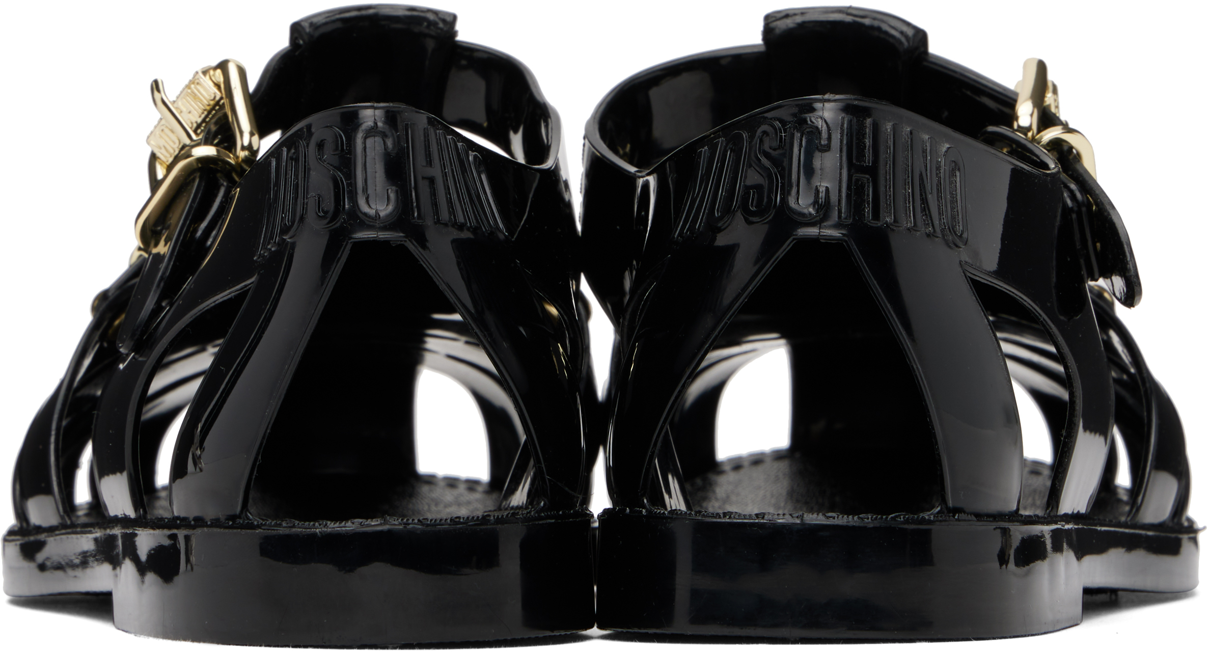 Moschino Jelly Sandal With Lettering Logo In 000 Black
