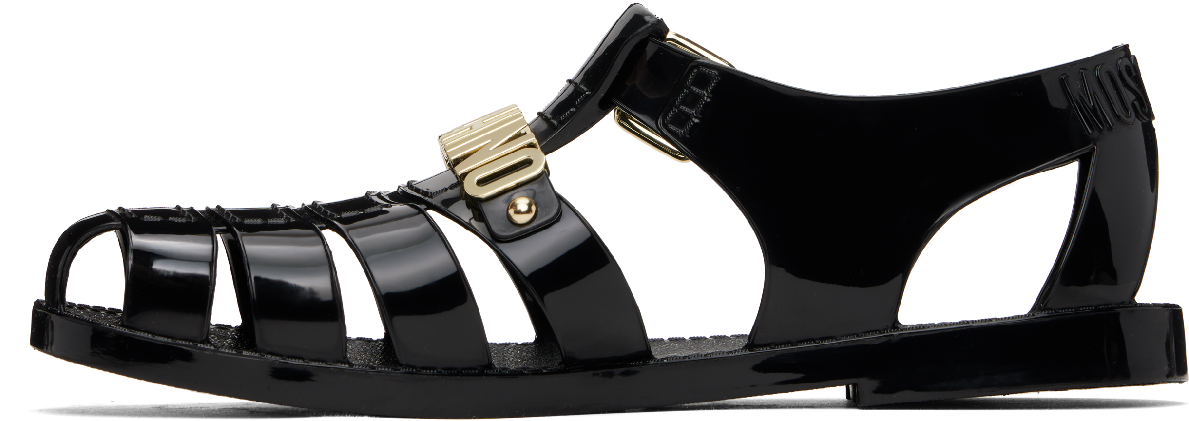 Moschino Jelly Sandal With Lettering Logo In 000 Black
