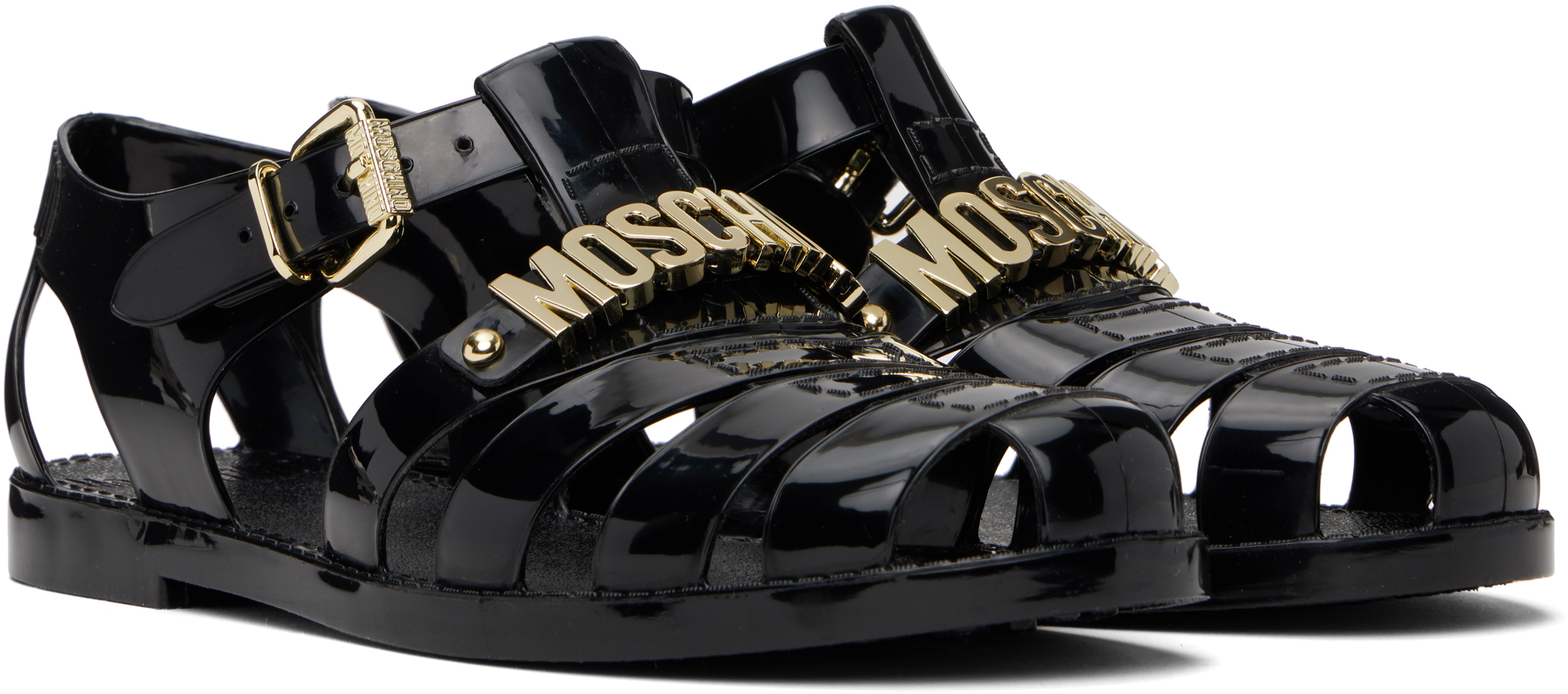 Moschino Jelly Sandal With Lettering Logo In 000 Black