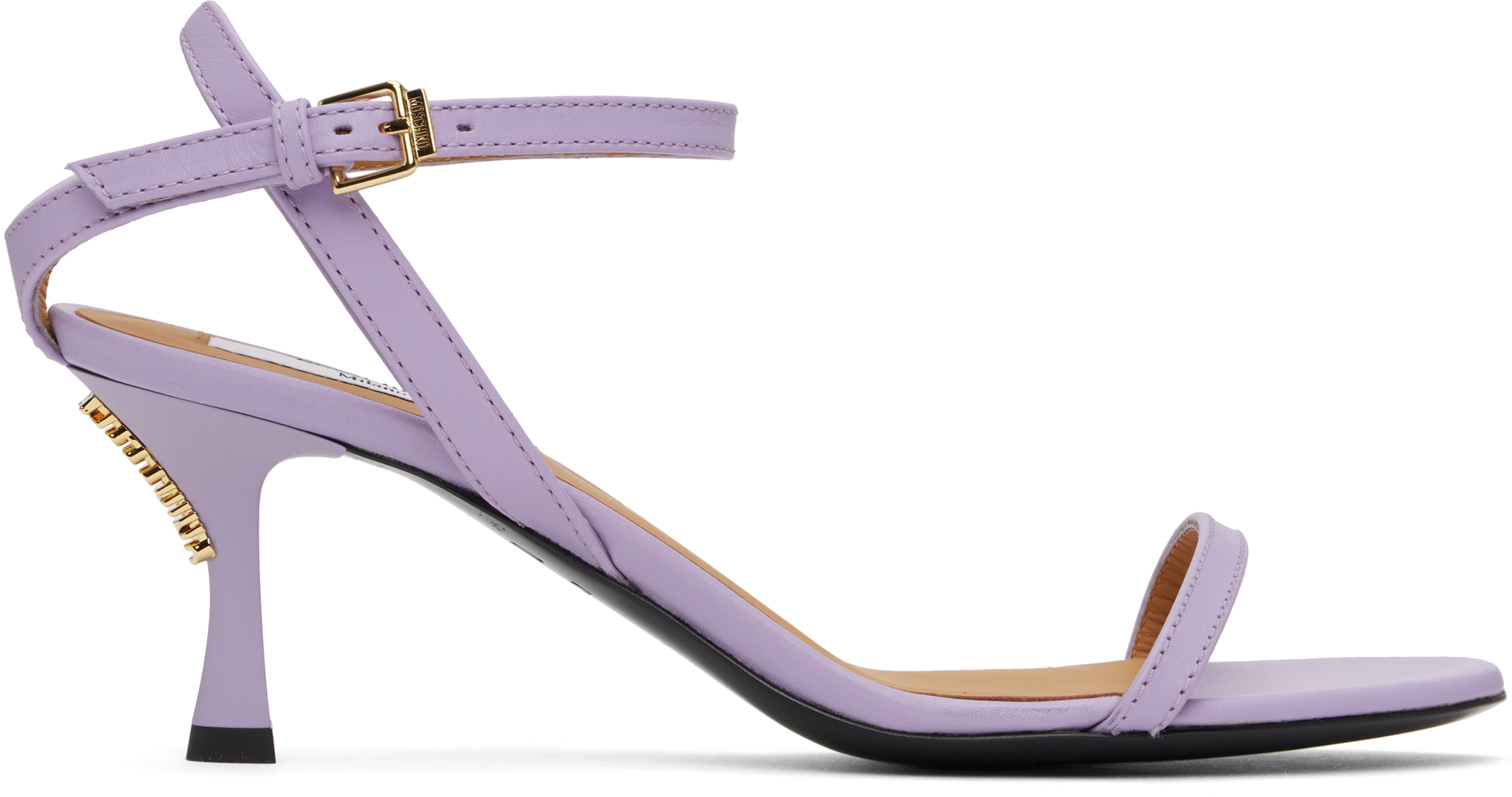 【関税込み】Moschino パープル Buckled Bow ヒールサンダル Moschinoのパープル Buckled Bow ヒールサンダルがセール中