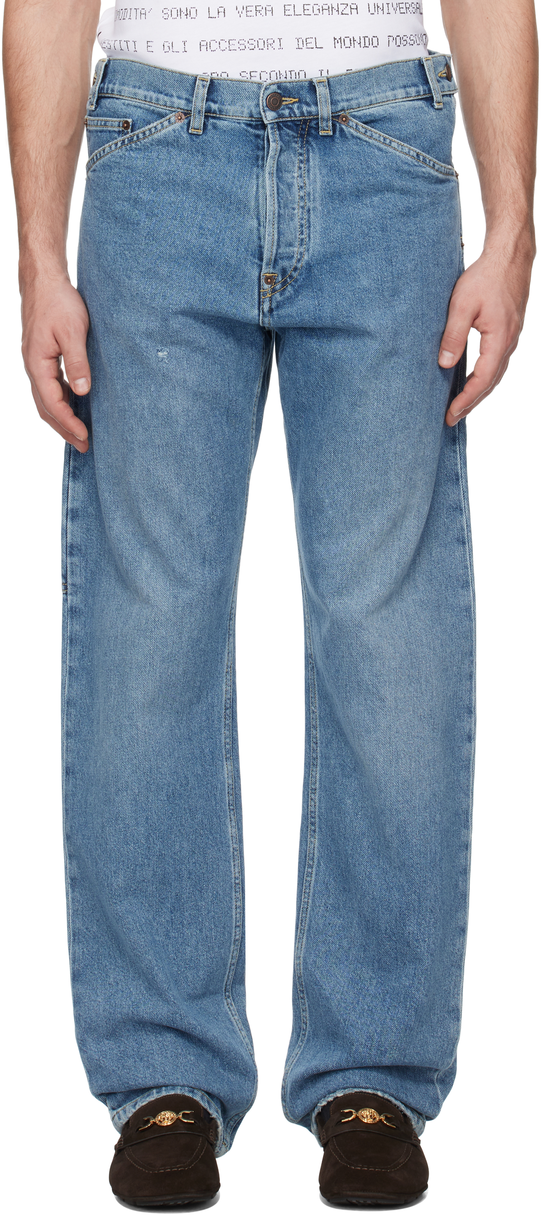 Blue Laurel Crown Emblem Jeans