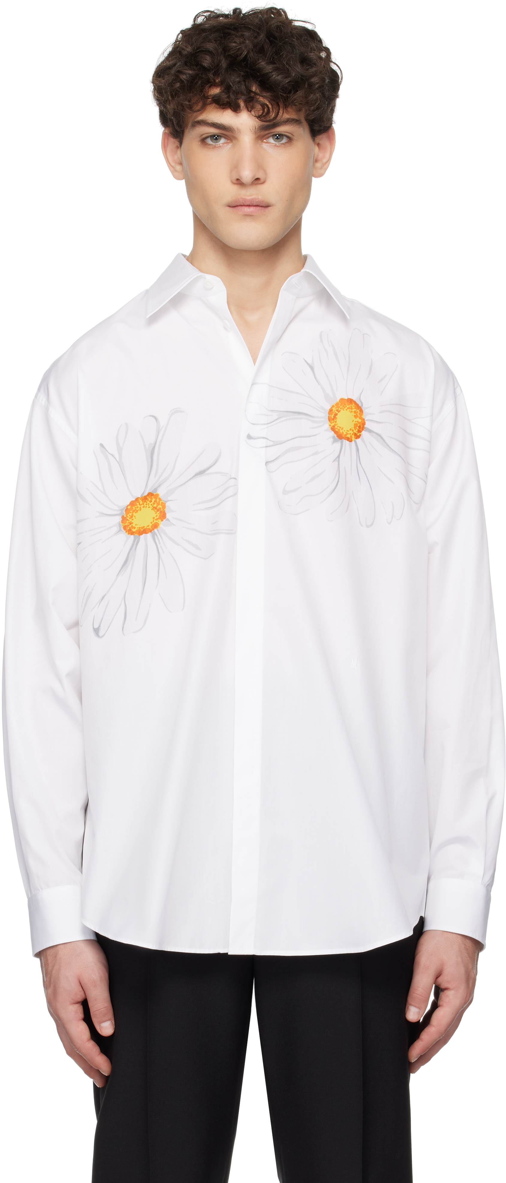 White Daisy Print Shirt