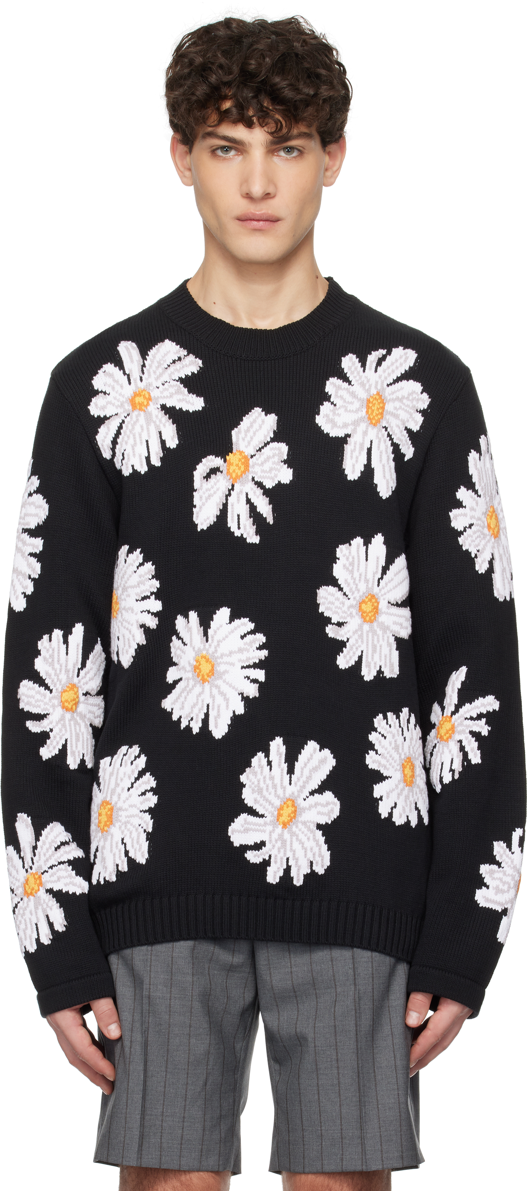 Black All Over Daisy Sweater