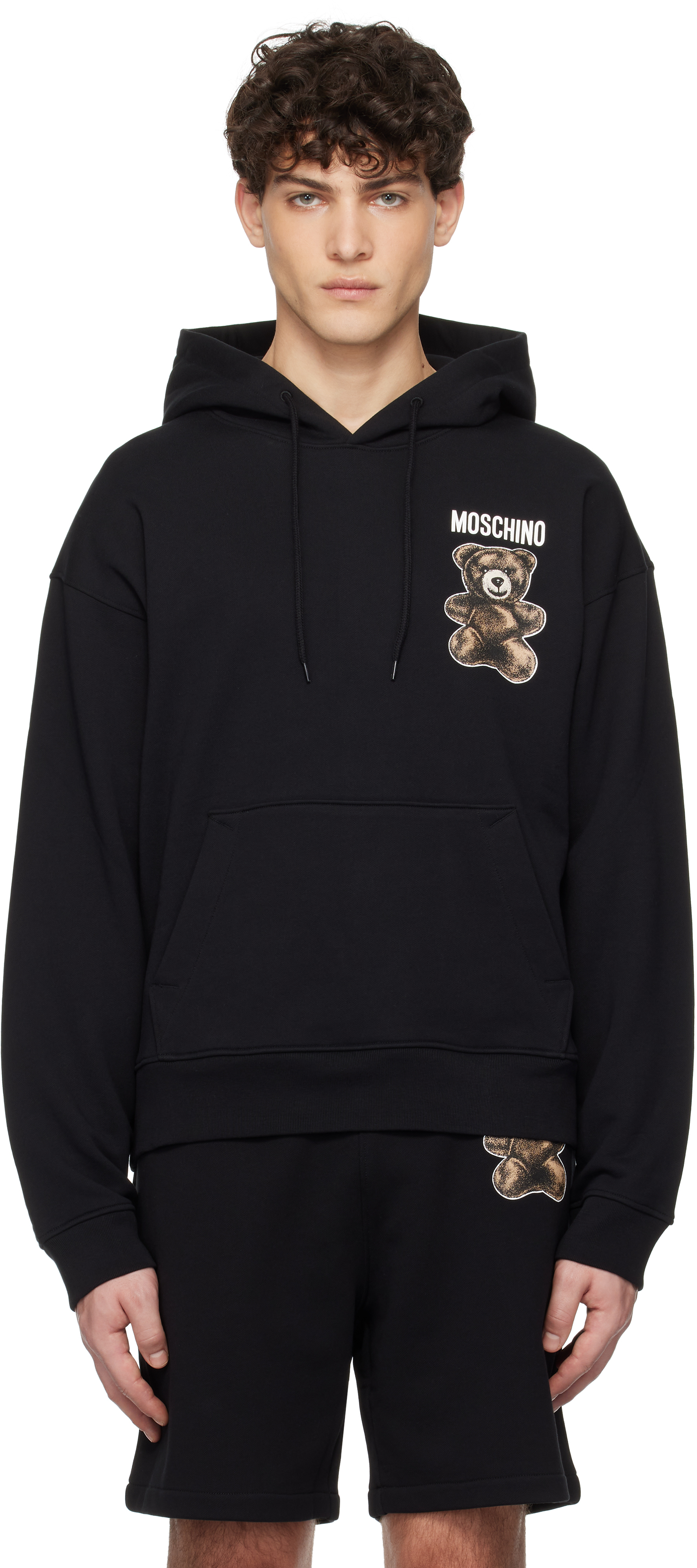 Black Teddy Bear Hoodie by Moschino on Sale