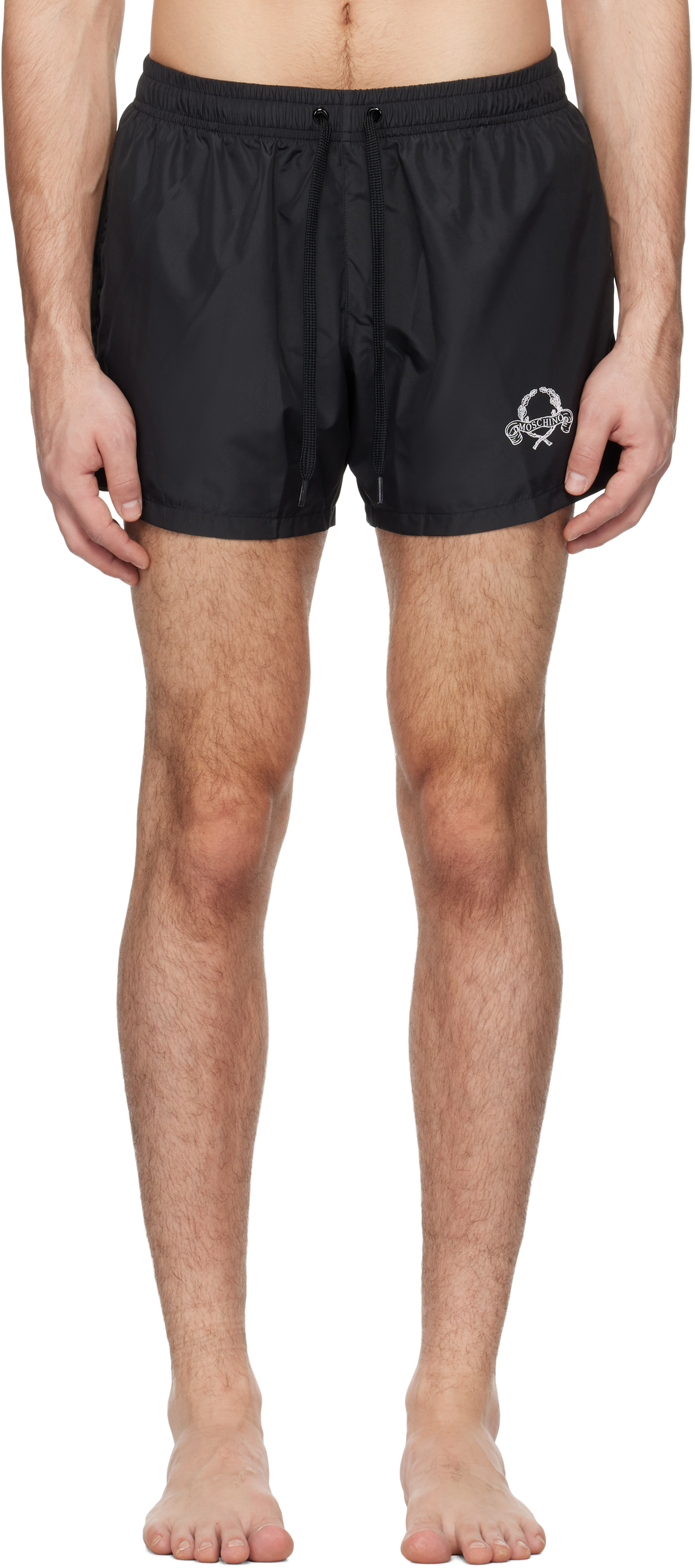 Black Laurel Crown Emblem Swim Shorts