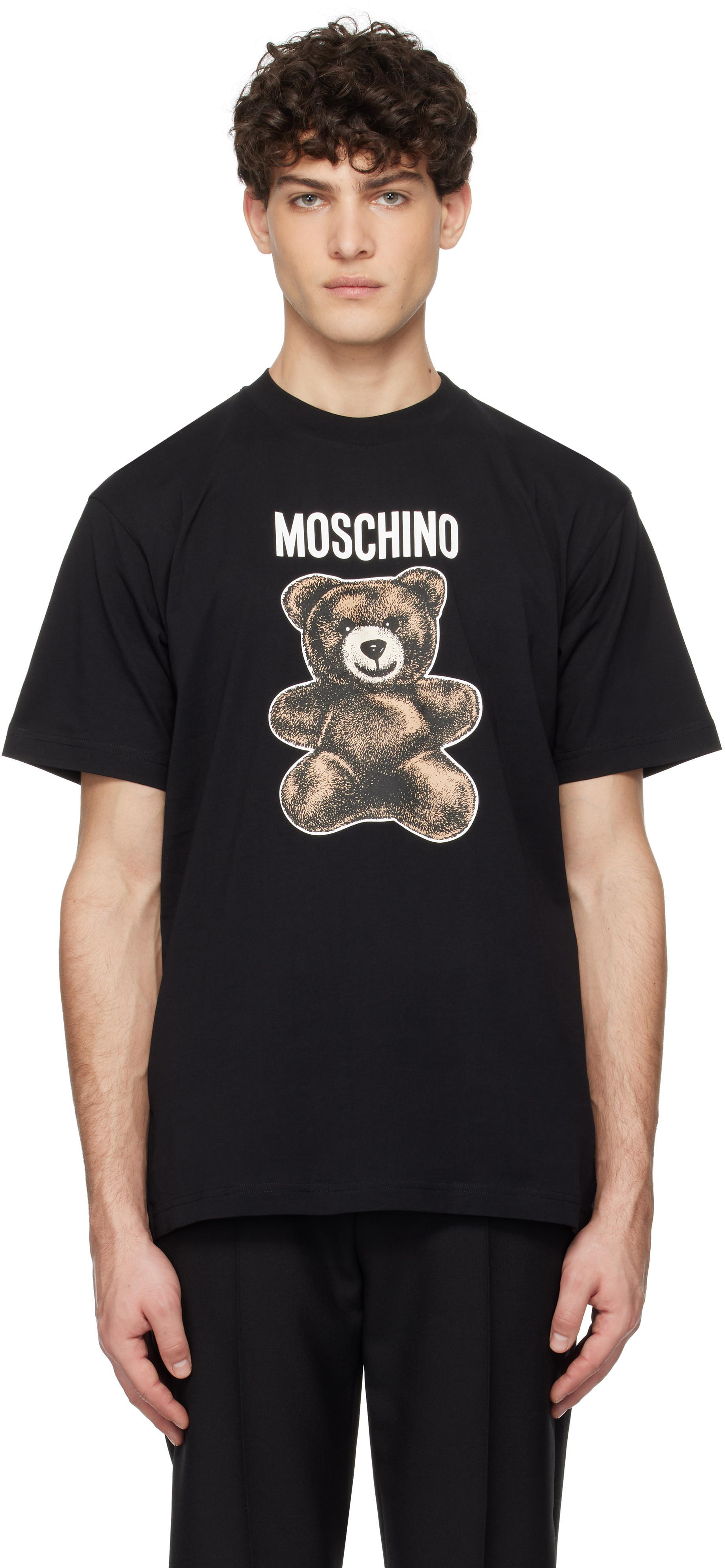 Black 'Moschino' Teddy Bear T-shirt