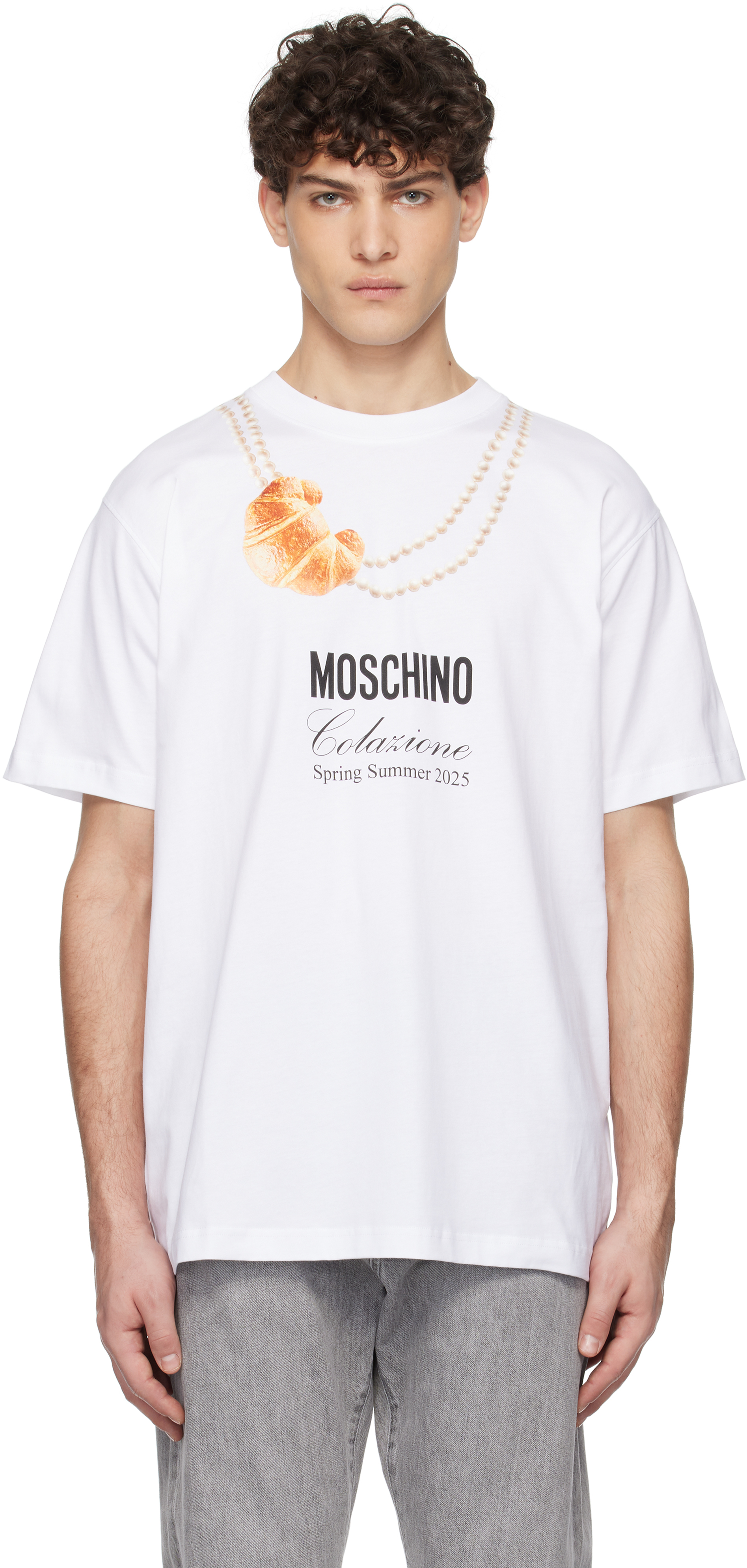 White 'Moschino' Breakfast T-shirt