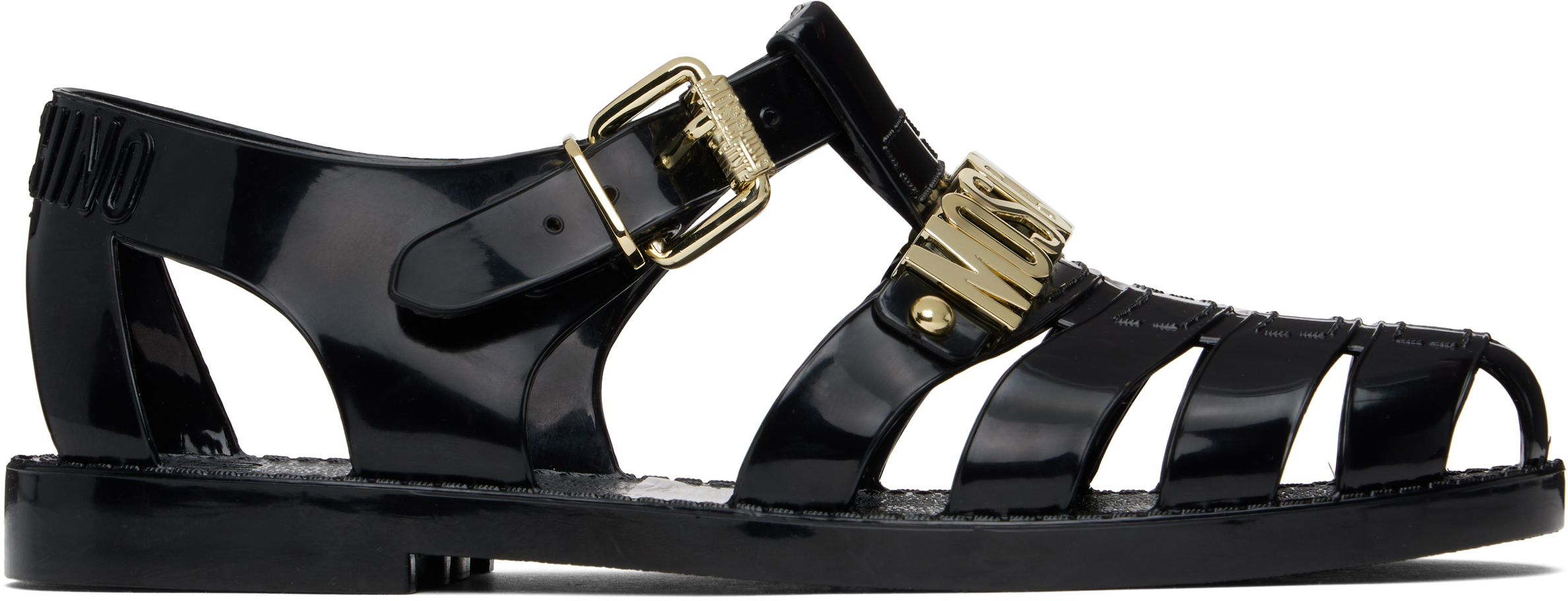 【MOSCHINO】ロゴレタリングジェリーサンダル Moschinoのホワイト レタリング ロゴ ジェリーサンダルがセール中