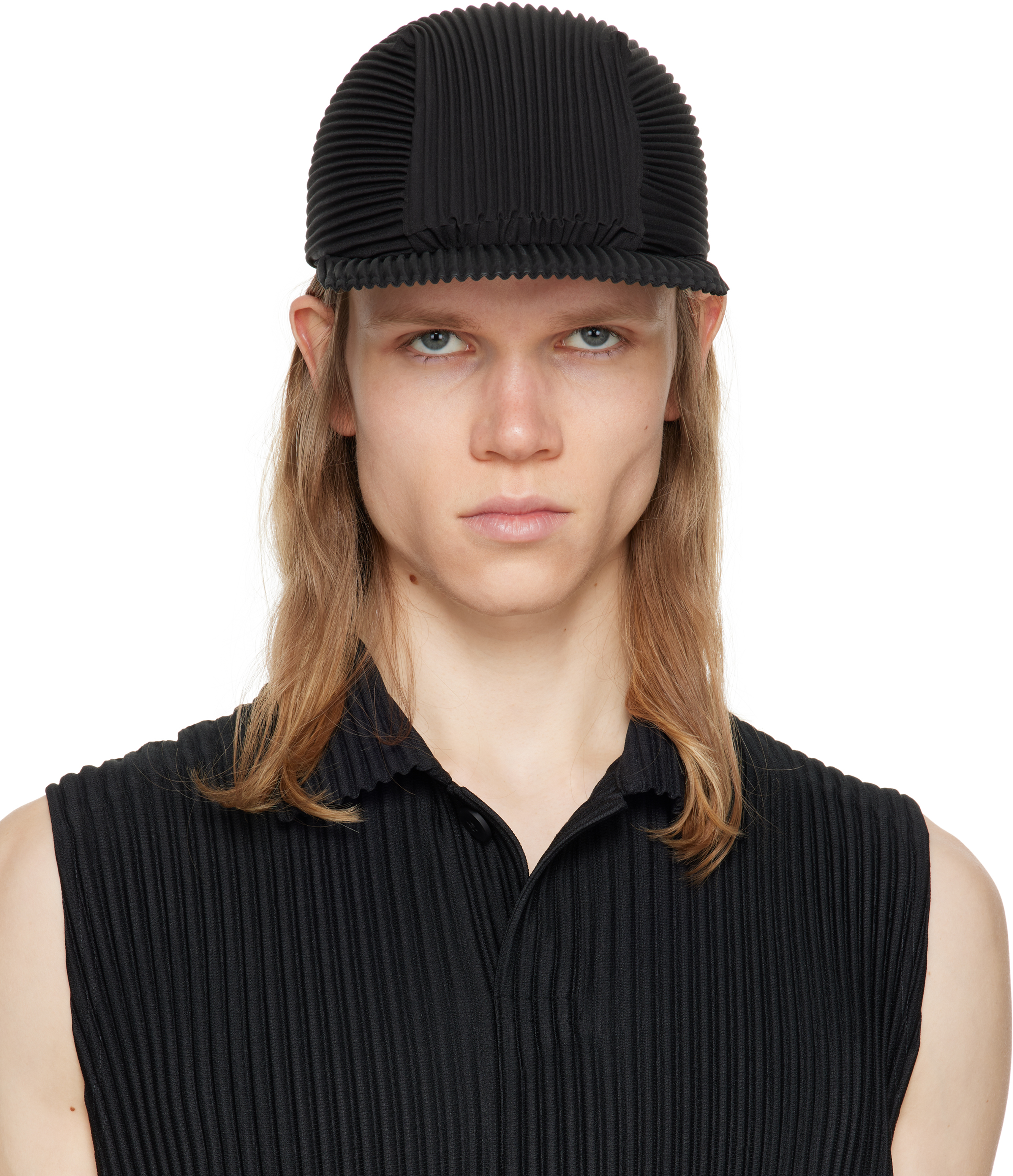 HOMME PLISSÉ ISSEY MIYAKE Black Pleats Cap