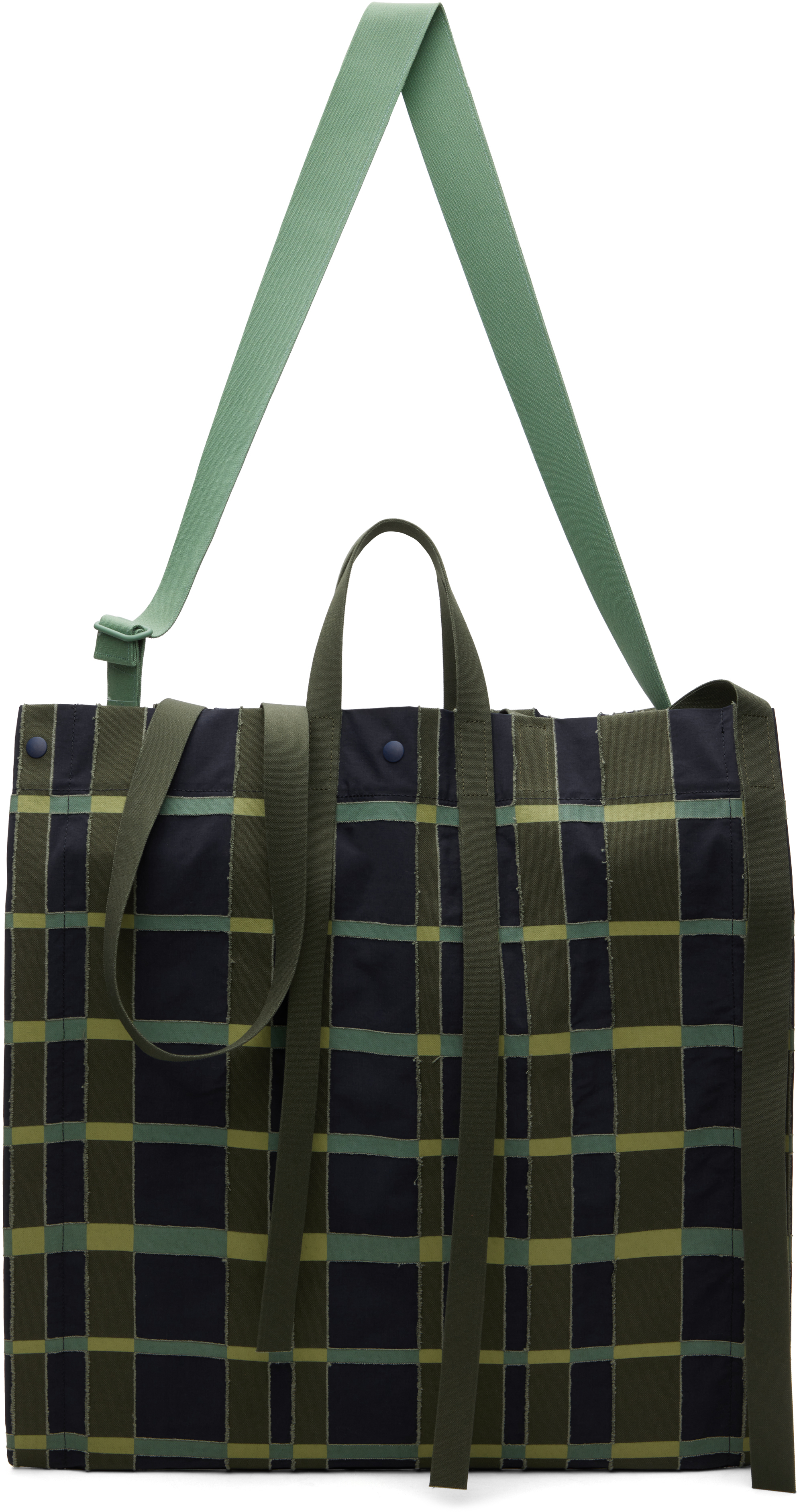 HOMME PLISSÉ ISSEY MIYAKE White & Orange Windswept Plaid Tote