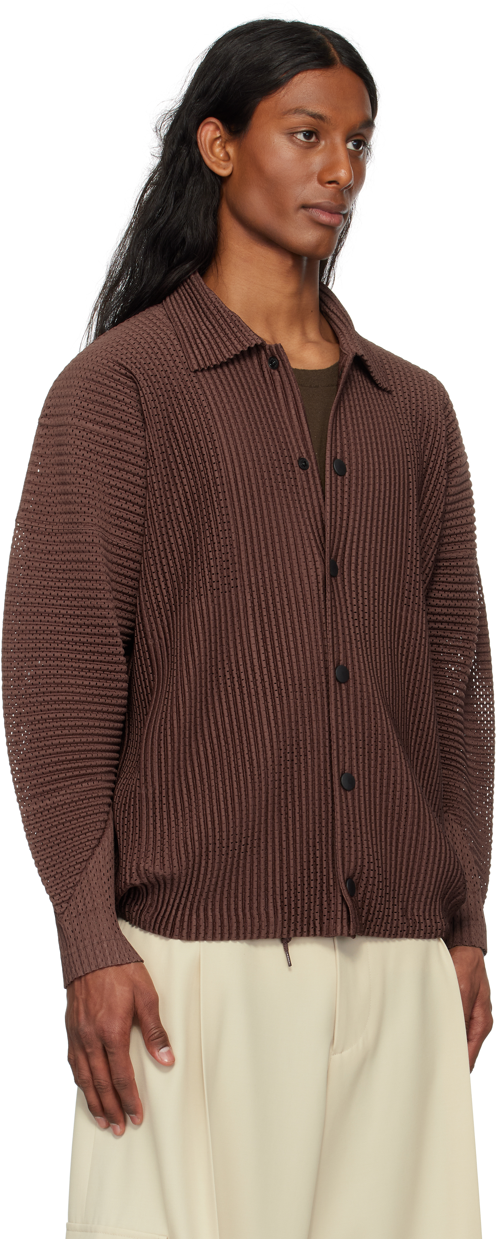 ISSEY MIYAKE BROWN OUTER MESH JACKET