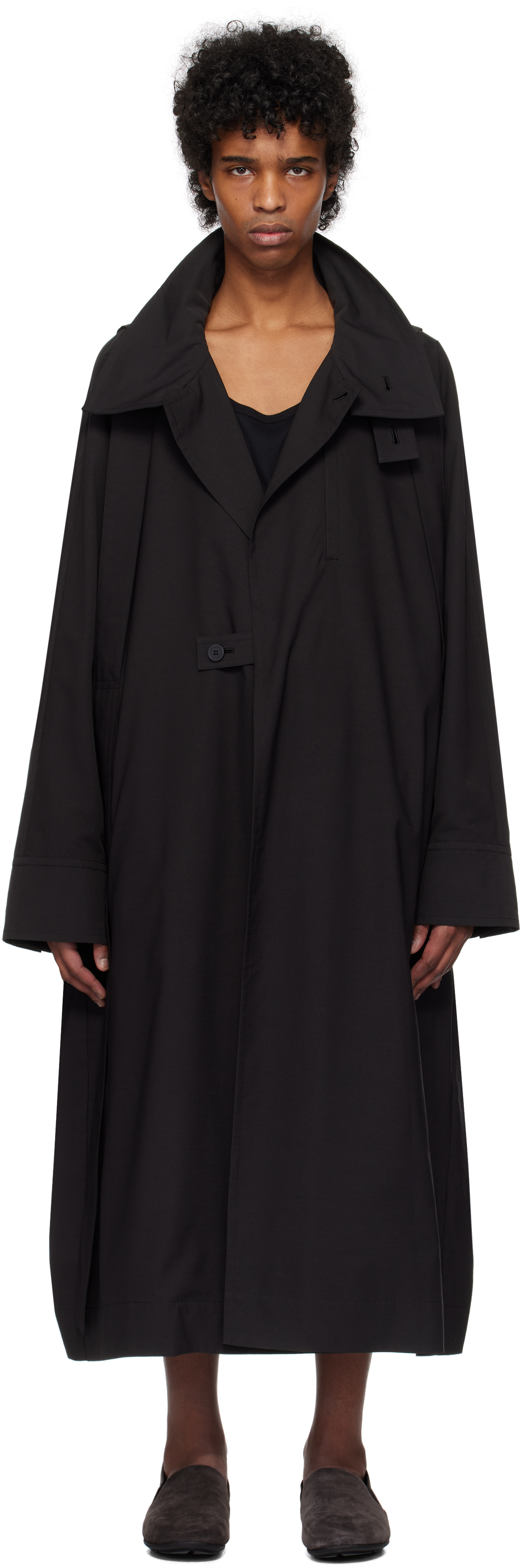 HOMME PLISSÉ ISSEY MIYAKE: Black Parachute Coat | SSENSE HOMME PLISSÉ ISSEY MIYAKE: Black Parachute Coat | SSENSE