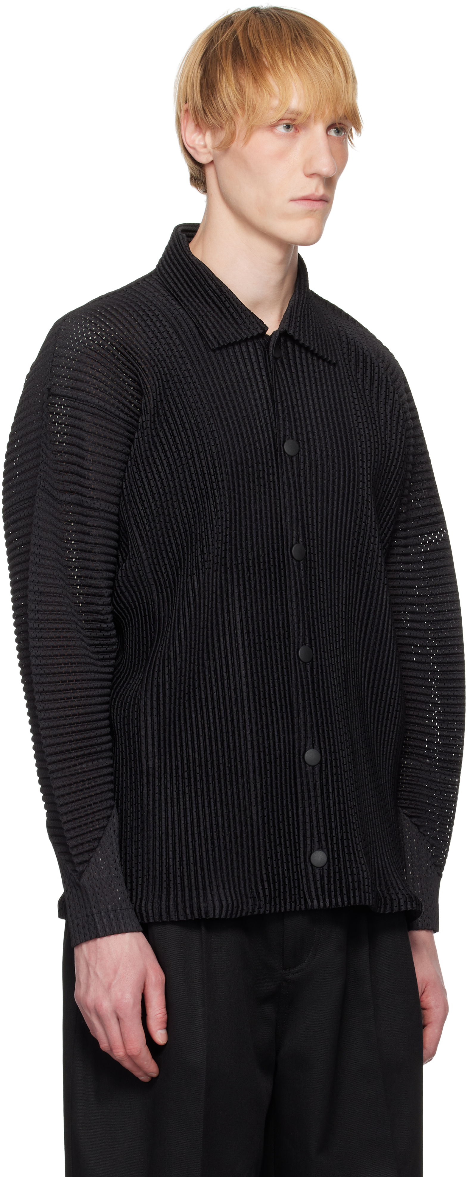 ISSEY MIYAKE BLACK OUTER MESH JACKET