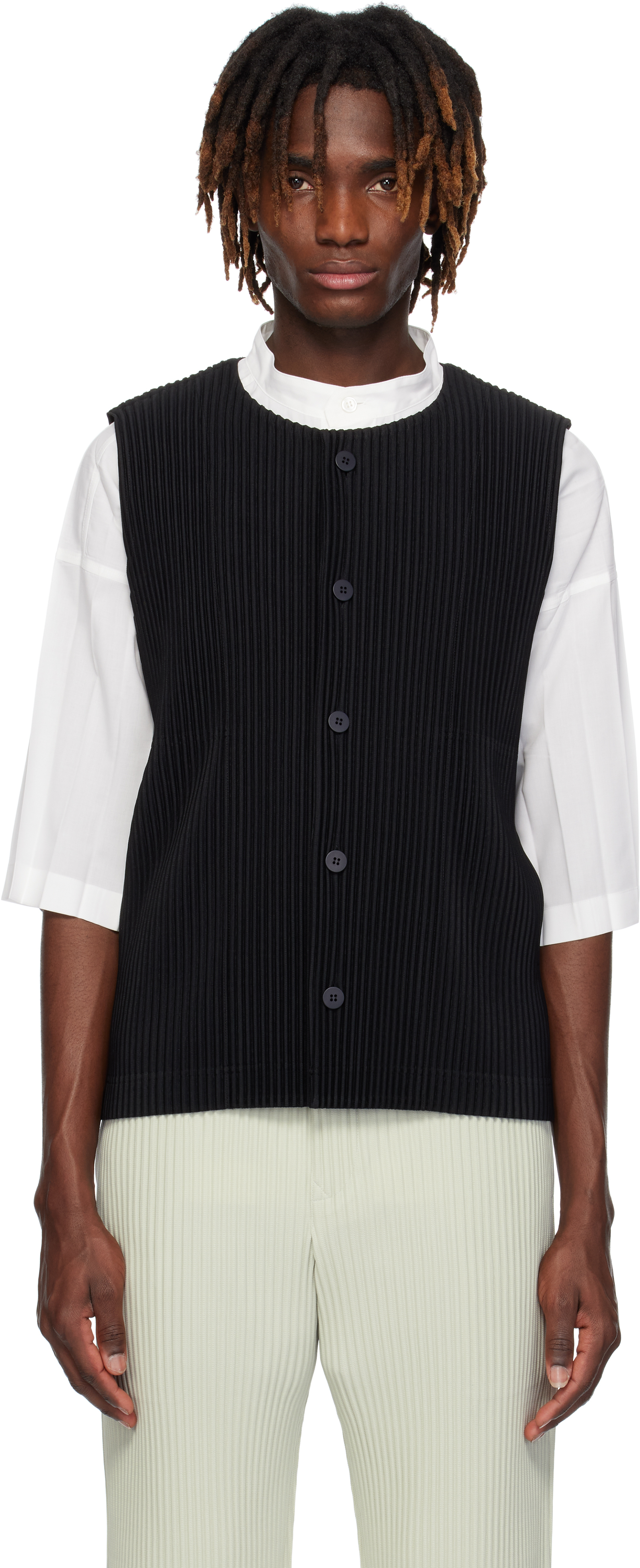 極美品 HOMME PLISSE TAILORED PLEATS 2 VEST Homme Plissé Issey Miyake Tailored Pleats 2 Vest | Blue