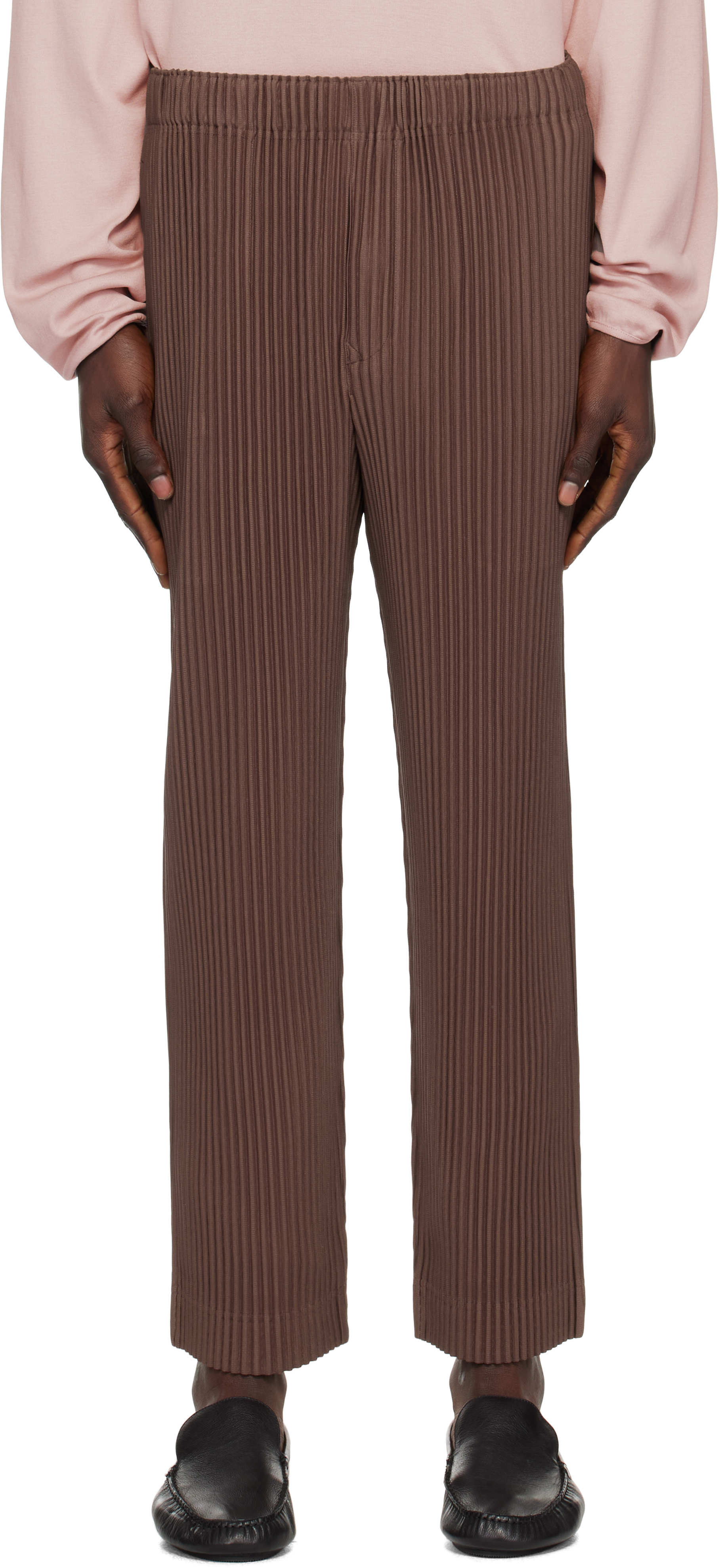 Pantalon Monthly Color November brun Homme Plissé Issey Miyake en