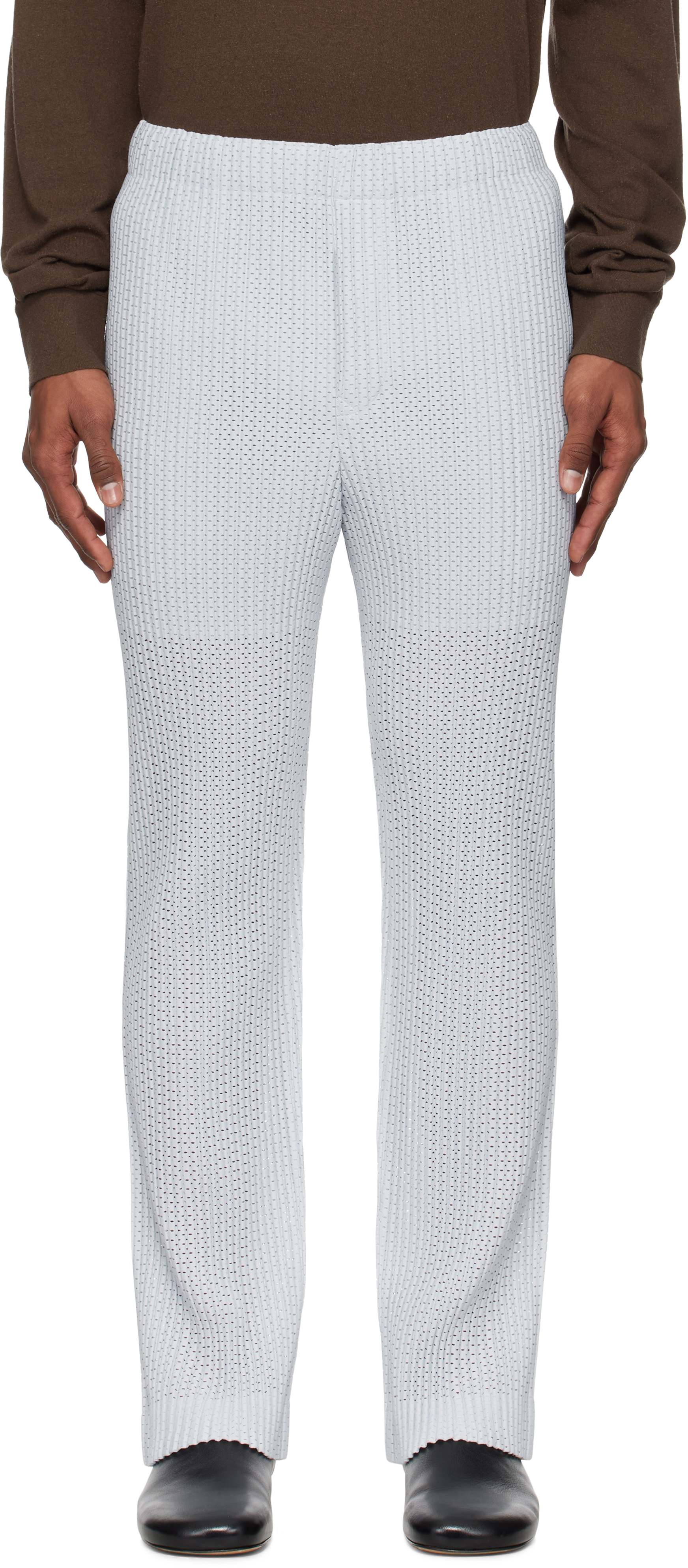 ISSEY MIYAKE GRAY OUTER MESH TROUSERS