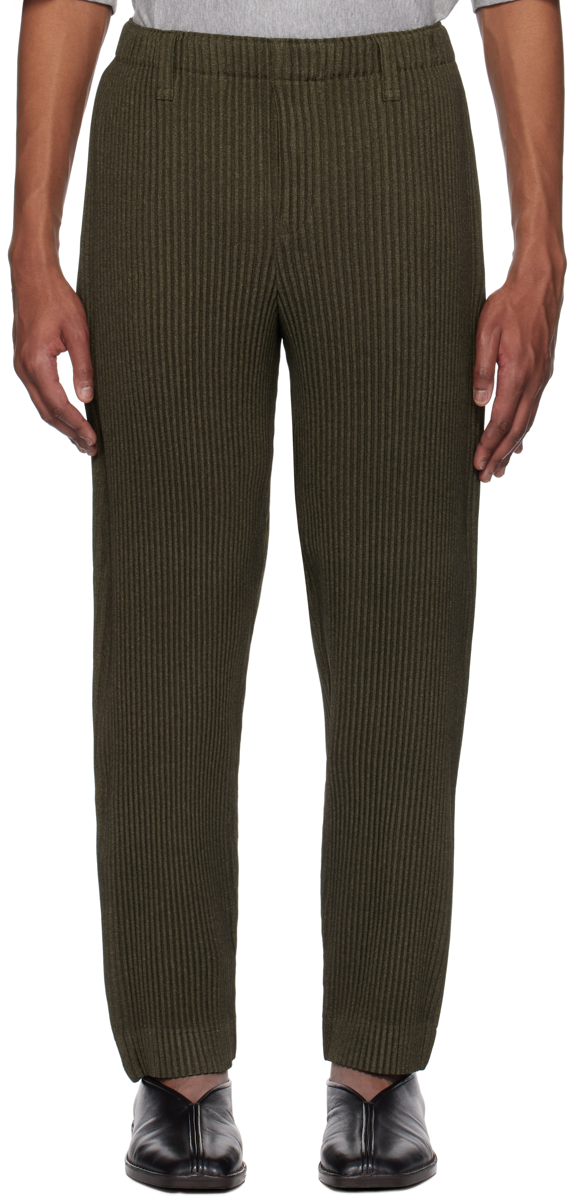 HOMME PLISSÉ ISSEY MIYAKE Khaki Wool Like Light Trousers