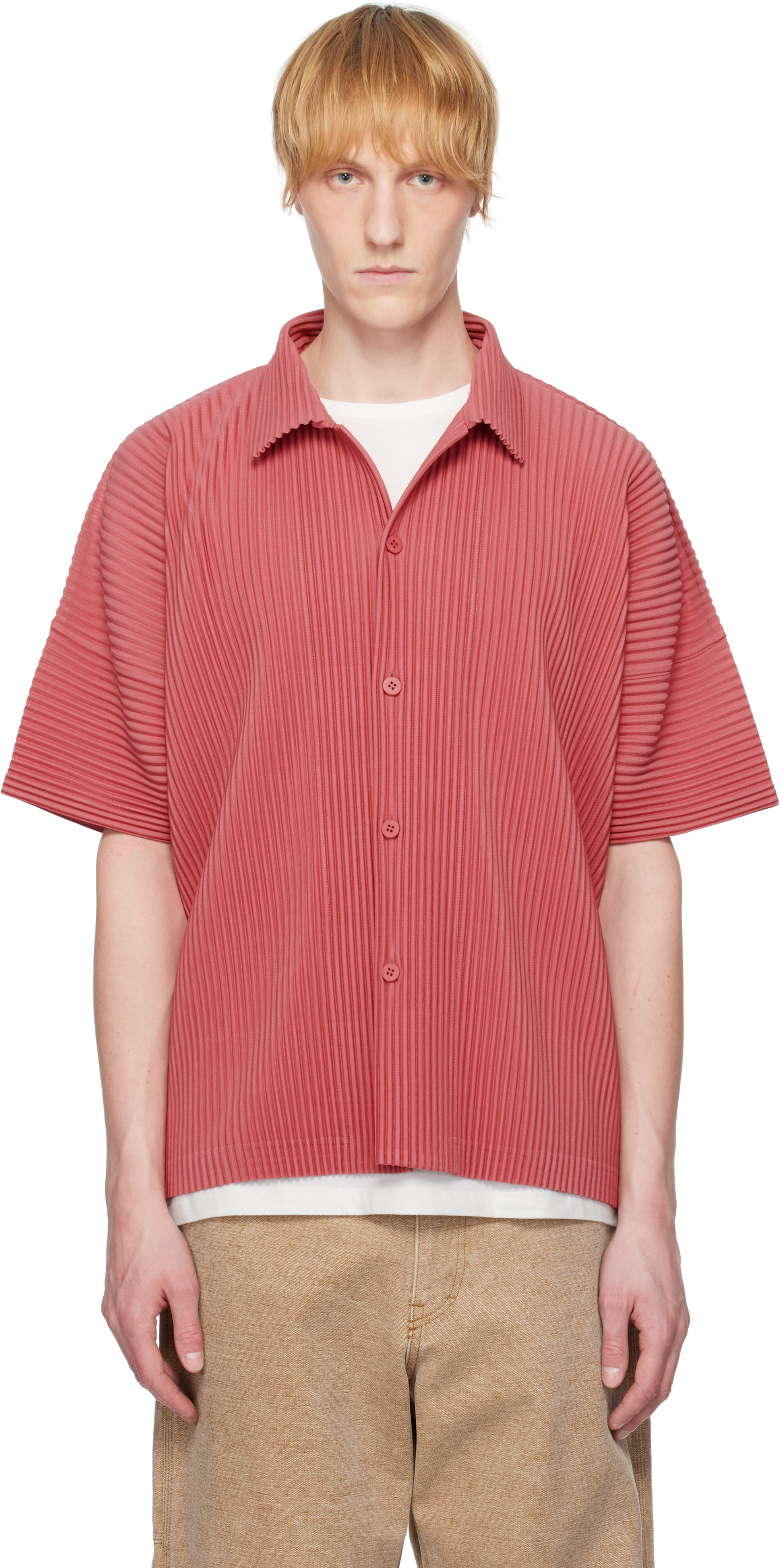 HOMME PLISSÉ ISSEY MIYAKE Red Monthly Color April Shirt
