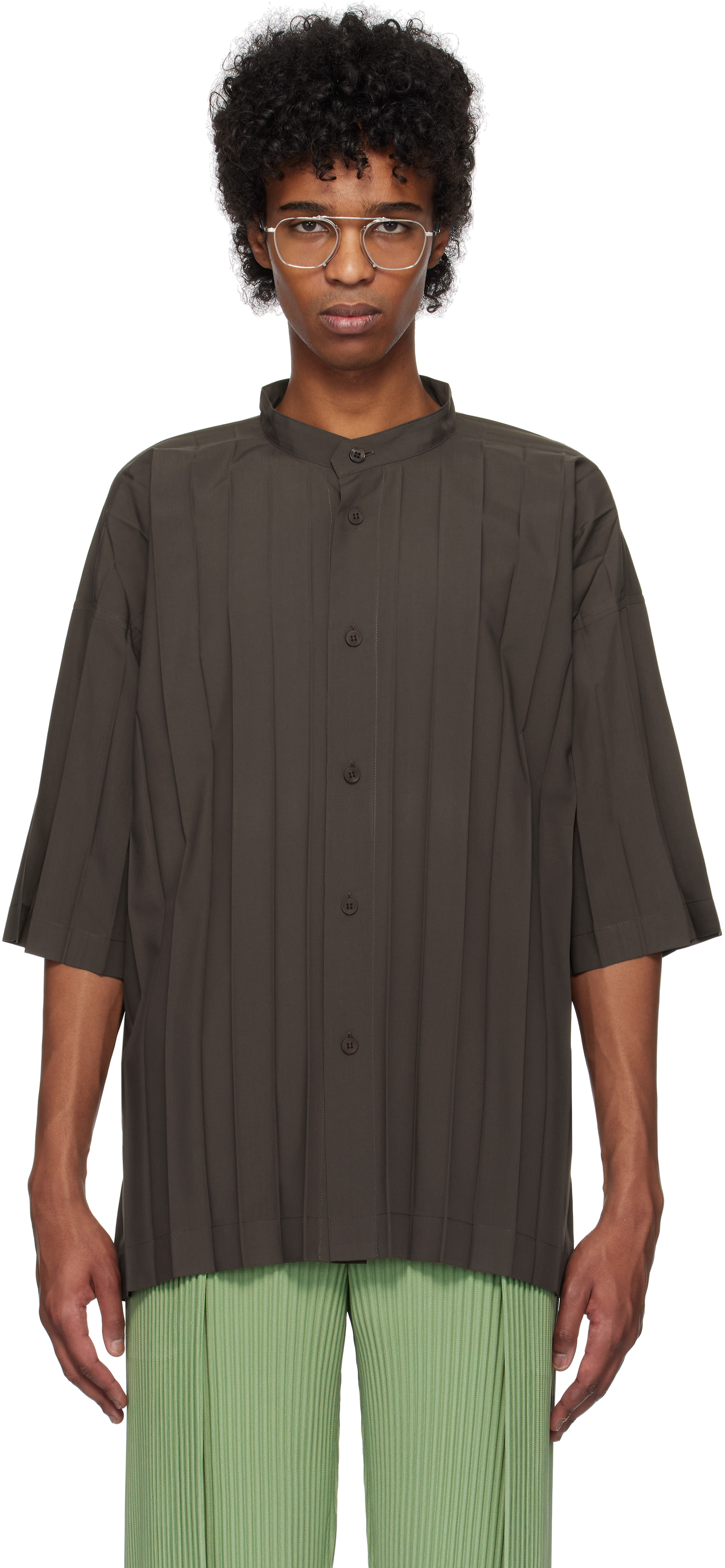 HOMME PLISSÉ ISSEY MIYAKE: Gray Edge Shirt | SSENSE