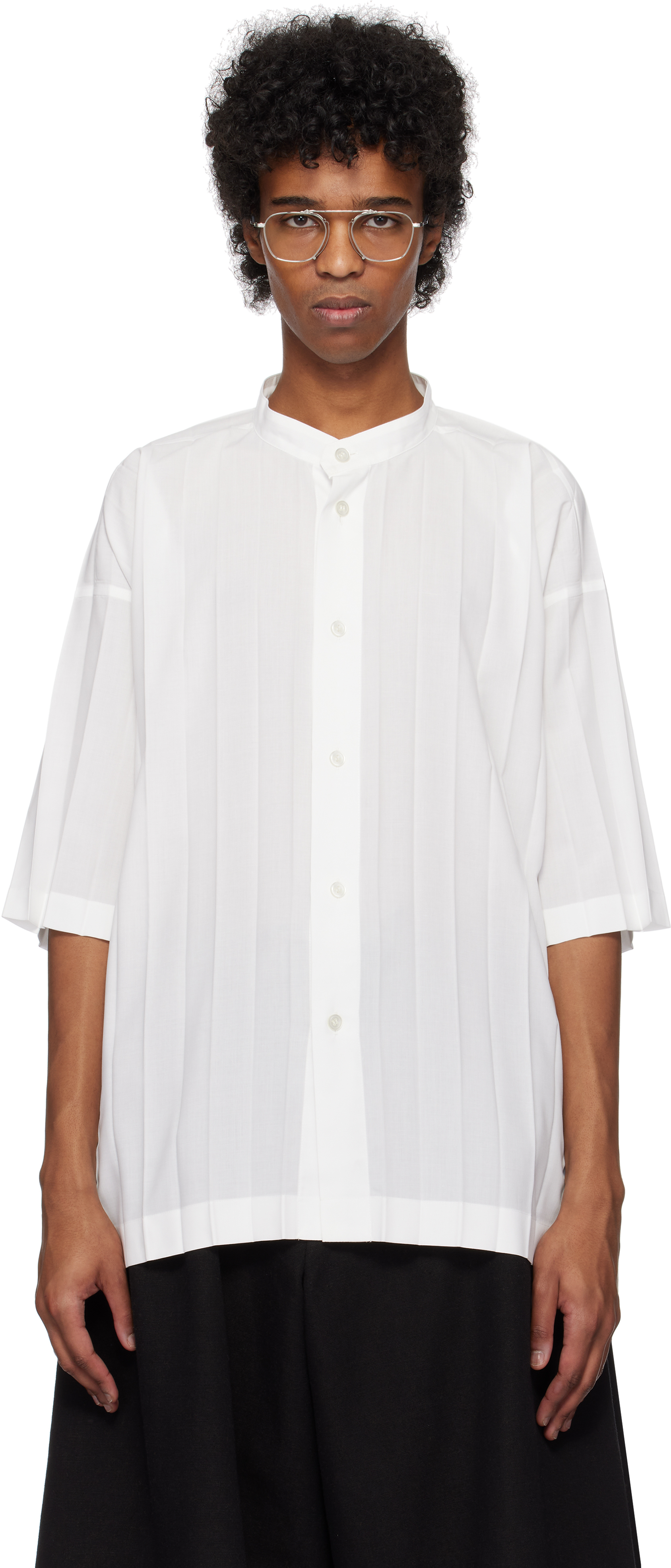 HOMME PLISSÉ ISSEY MIYAKE: White Edge Shirt | SSENSE