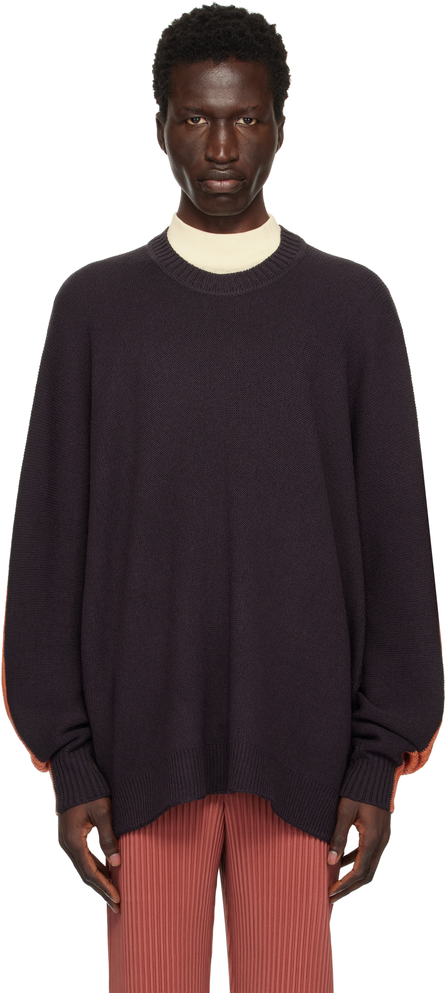 HOMME PLISSÉ ISSEY MIYAKE Taupe Drawing Knit Sweater