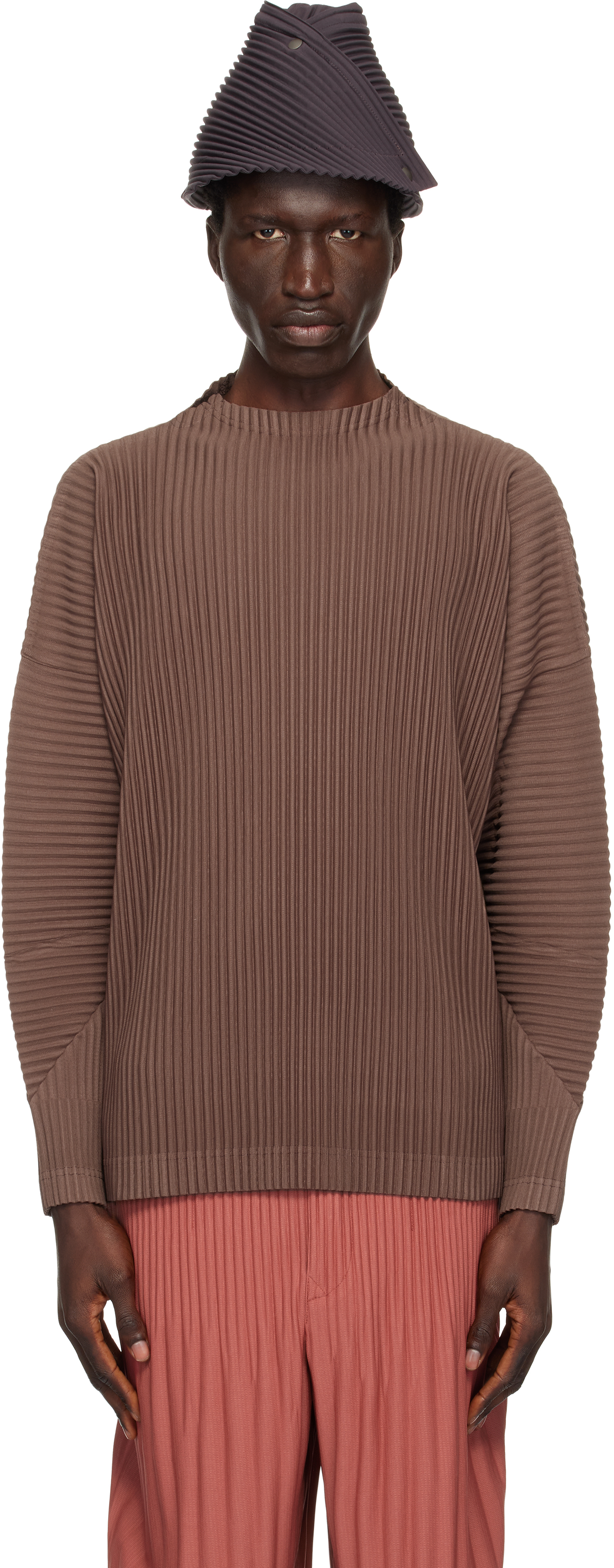 HOMME PLISSÉ ISSEY MIYAKE ブラウン　プリーツ　トップス HOMME PLISSÉ ISSEY MIYAKE ブラウン プリーツ トップス HOMME