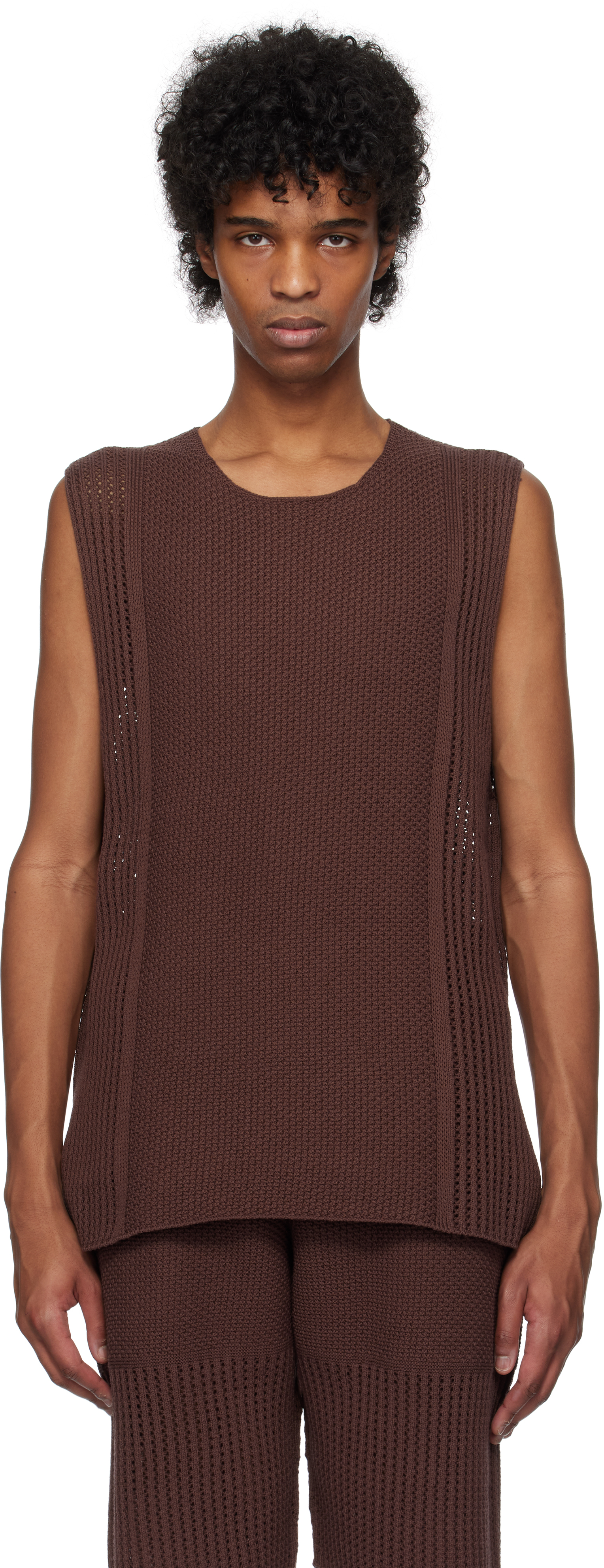 HOMME PLISSÉ ISSEY MIYAKE Black Rustic Knit Vest