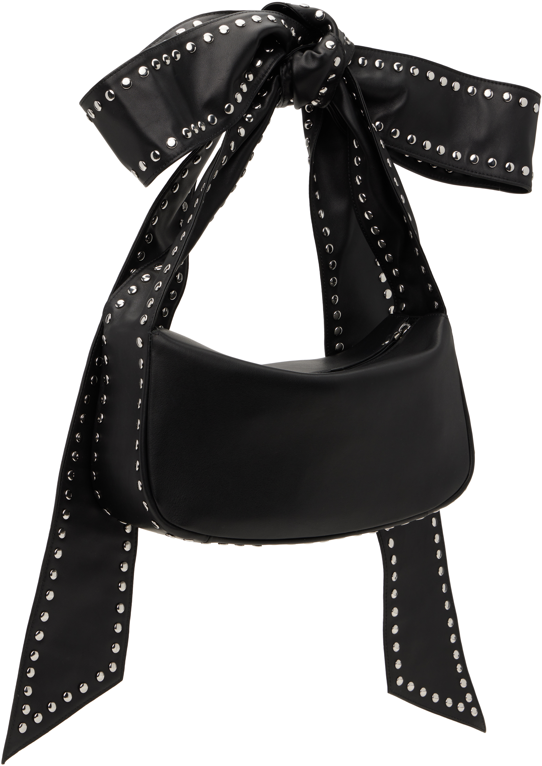 Fancì Club Black Boa Studded Bow Strap Bag In Black