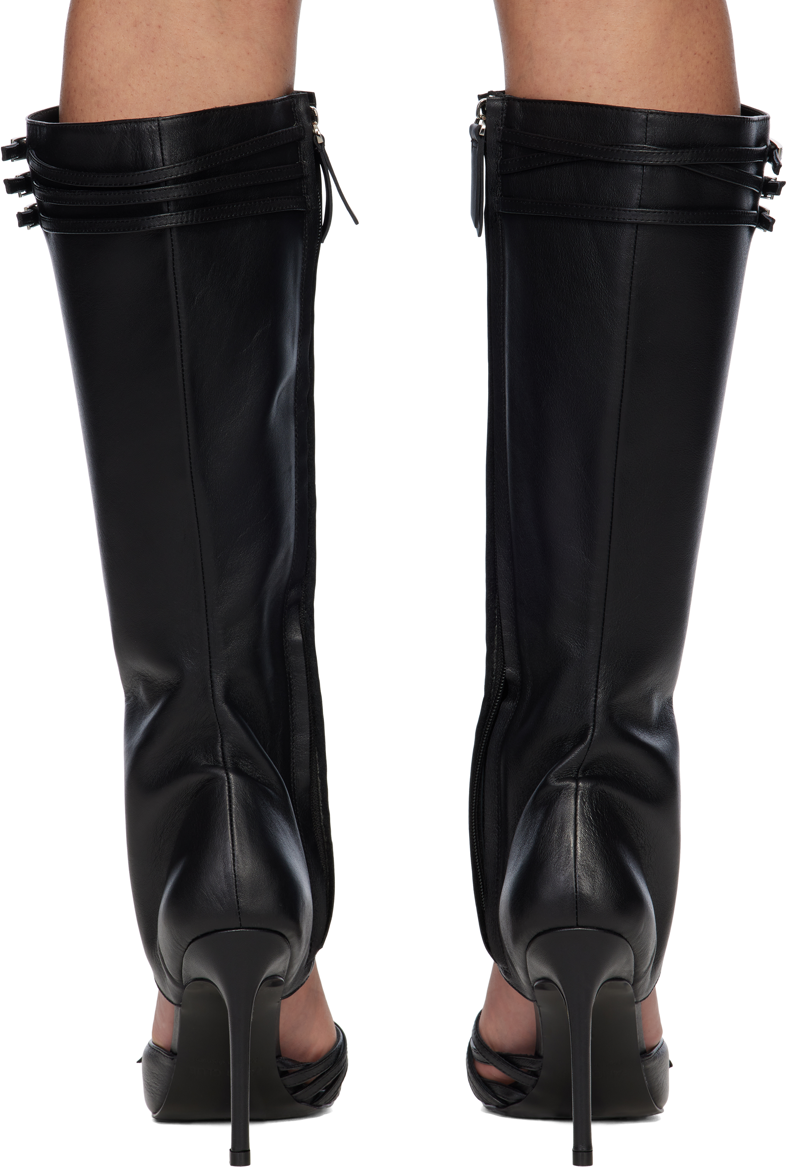 Fancì Club Black Shell Tall Boots In Black