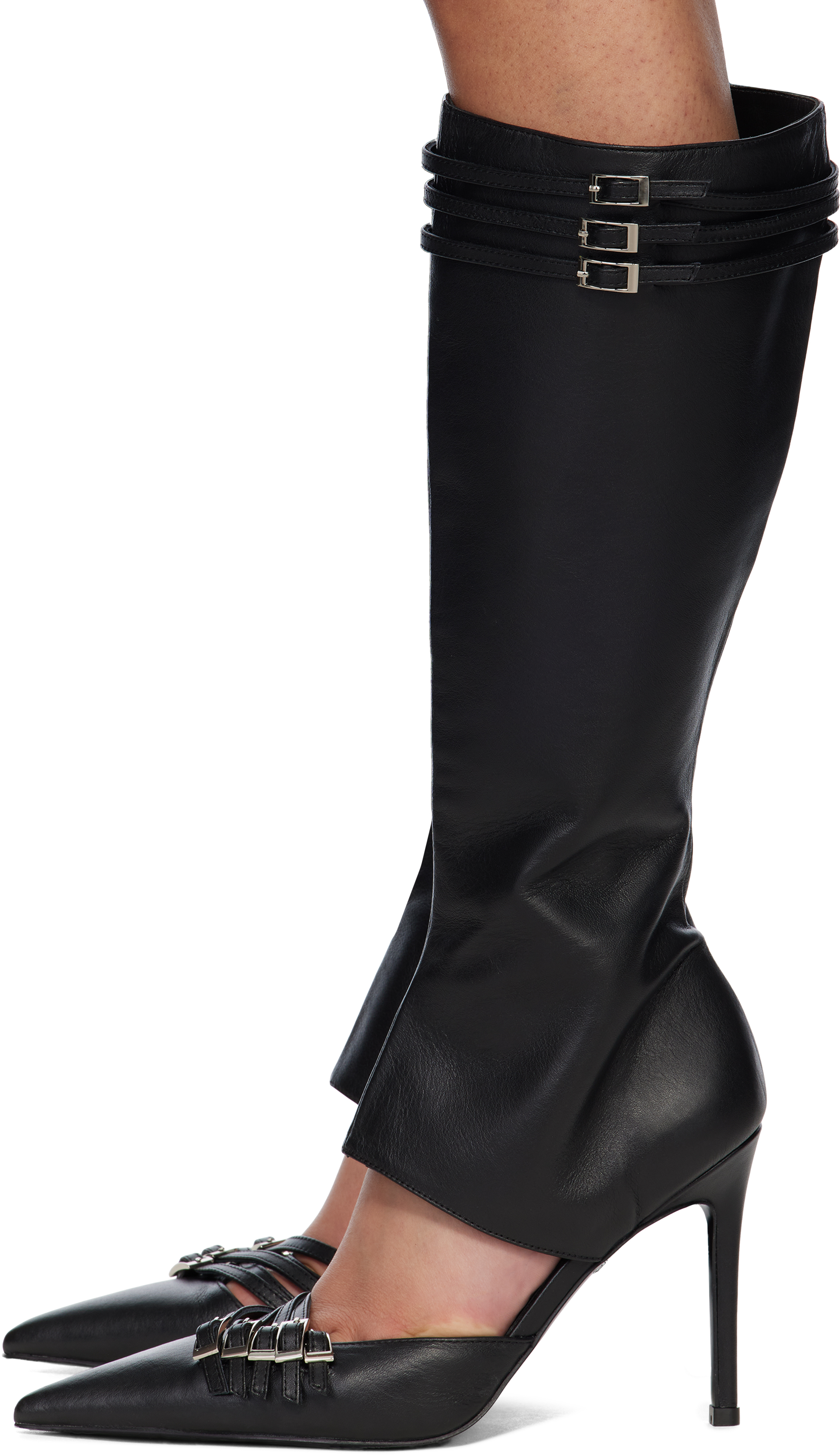 Fancì Club Black Shell Tall Boots In Black