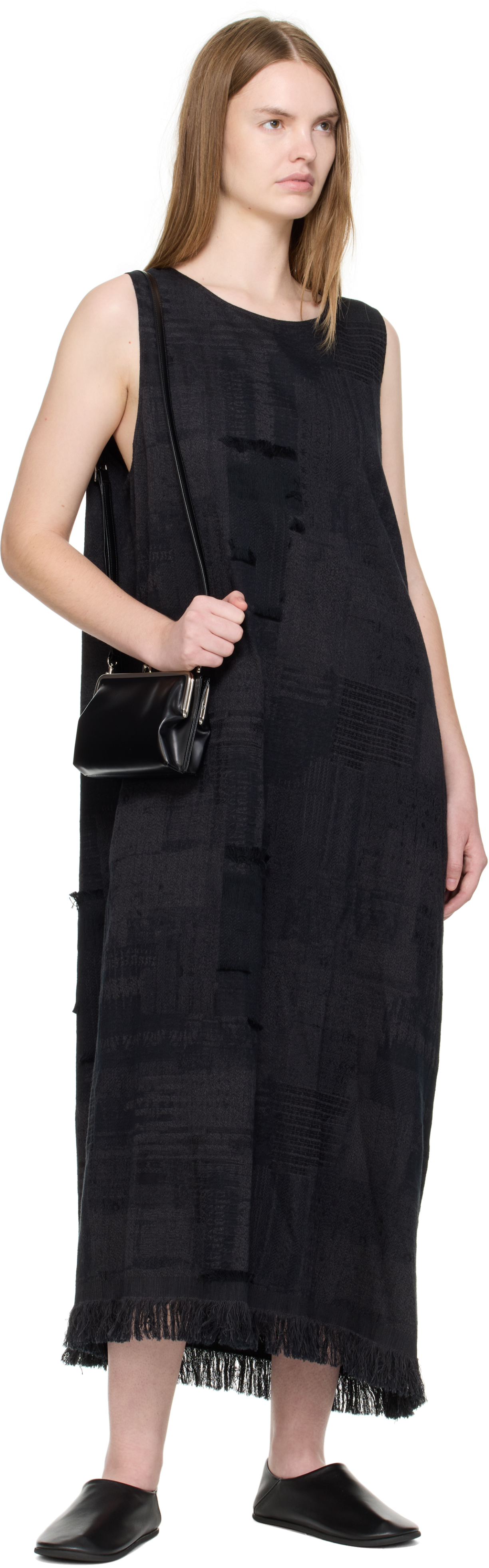 Y's Black Glossy Smooth Metal Clasp Bag In Black