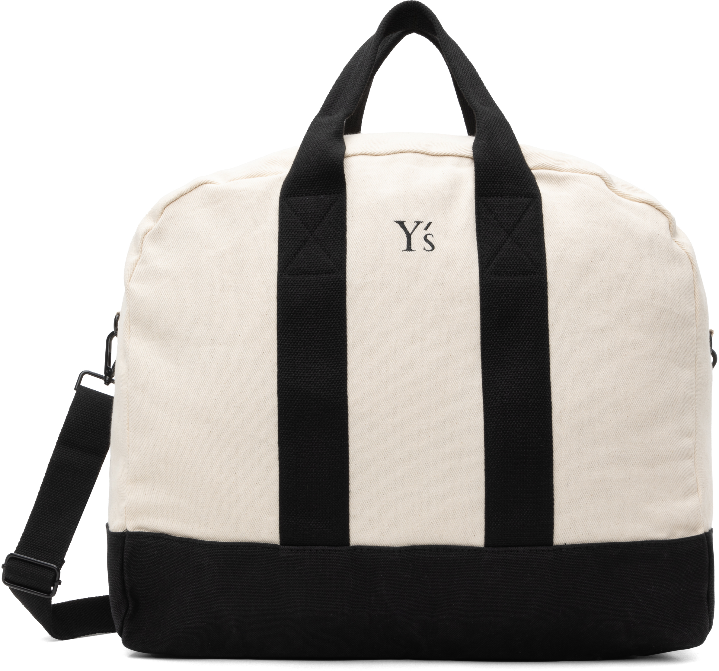 Off-White & Black Canvas Combi Boston Tote