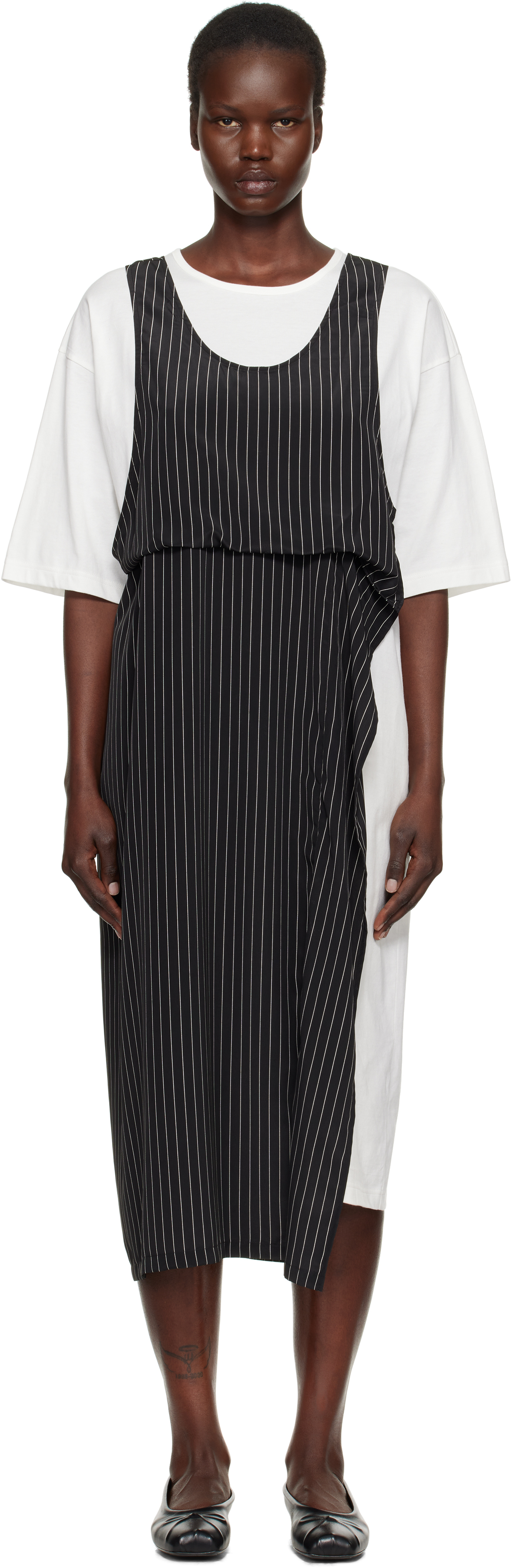 Black & White N-Set In Half Sleeve Midi Dress