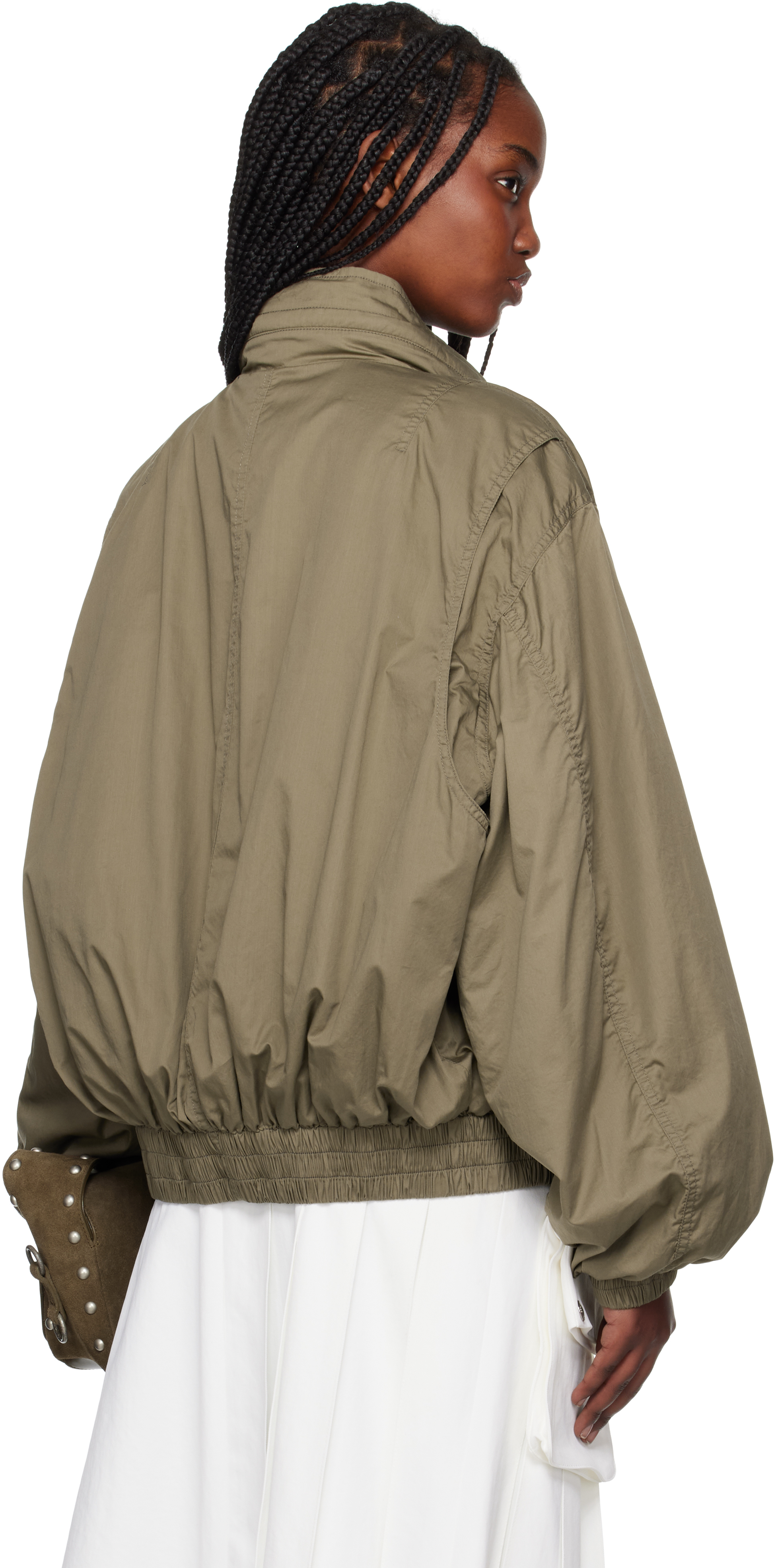 OPEN YY Khaki Cotton Cargo Bomber Jacket | Smart Closet