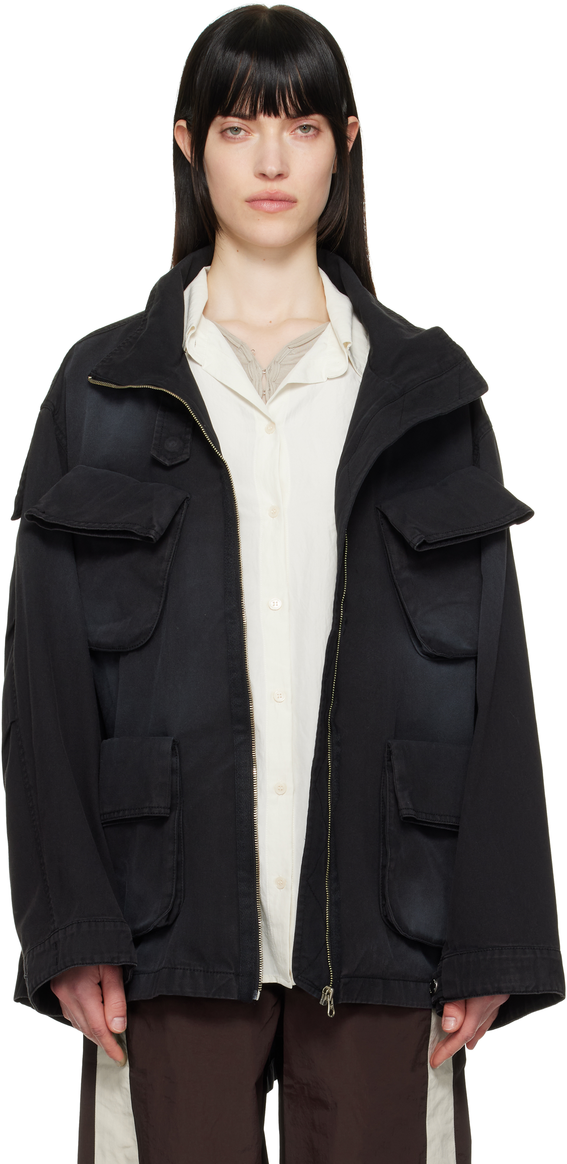 Beige Cargo Pocket Field Jacket
