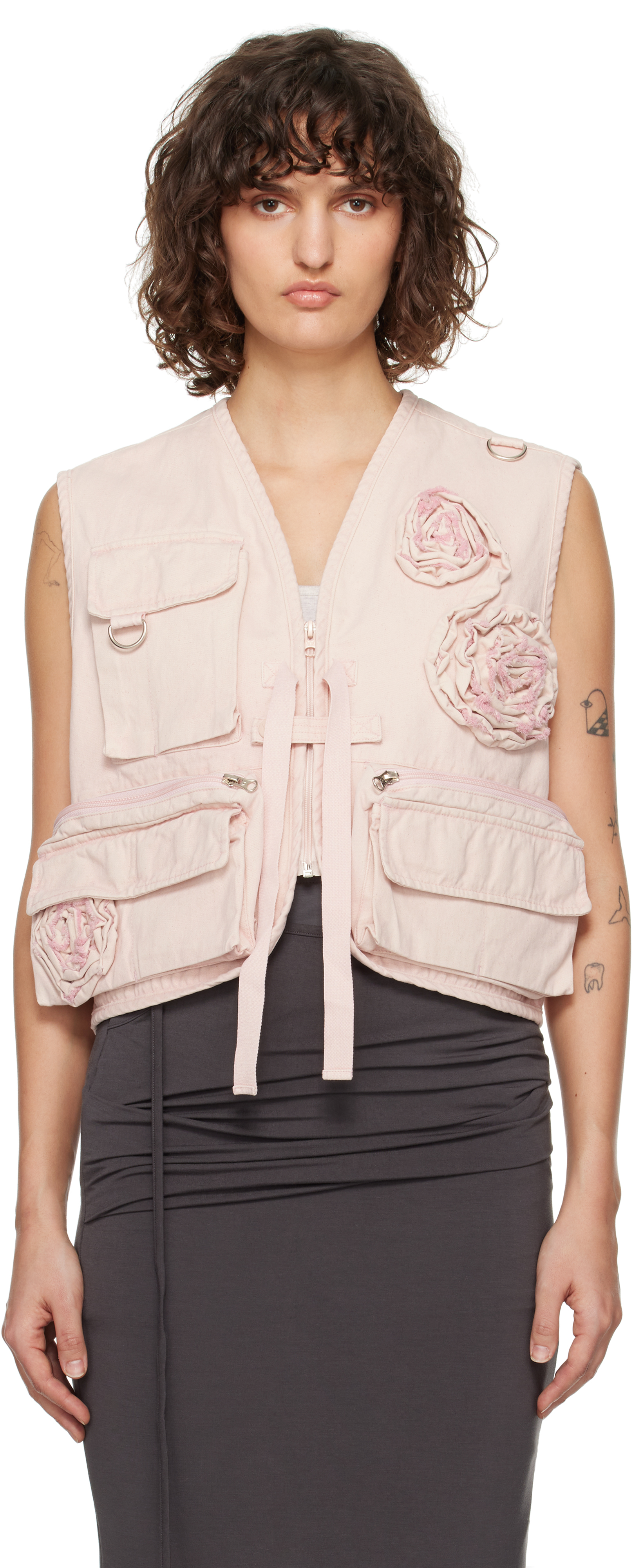 Pink Appliqué Cargo Vest